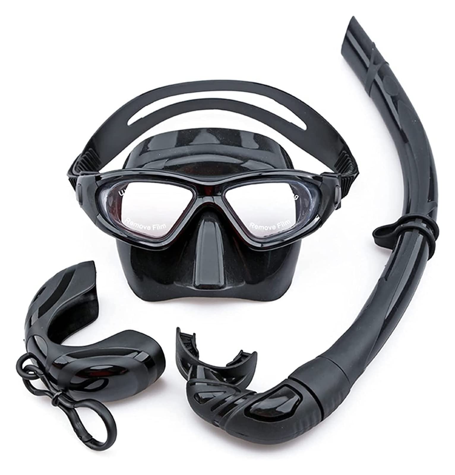 Premium Snorkel Mask Set - Panoramic Wide View Diving Mask with Glasses for Freediving & Snorkeling - Comfortable Underwater Equipment (Black) - Perfect for Ocean Adventures, Beach Vacations & Water Sports