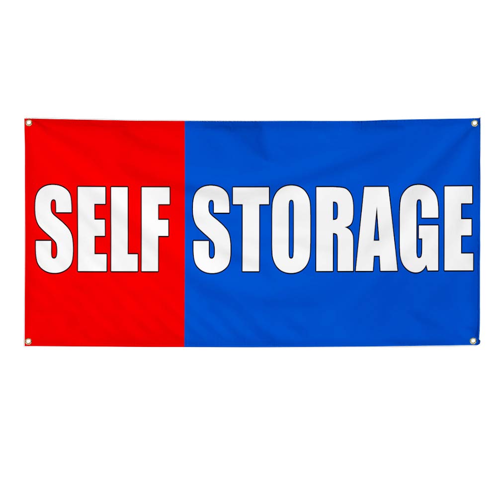 Vinyl Banner Multiple Sizes - Durable Outdoor Weatherproof Business Sign with 8 Grommets (48x96 Inches) - Perfect for Self Storage, Industrial Yard & Commercial Advertising