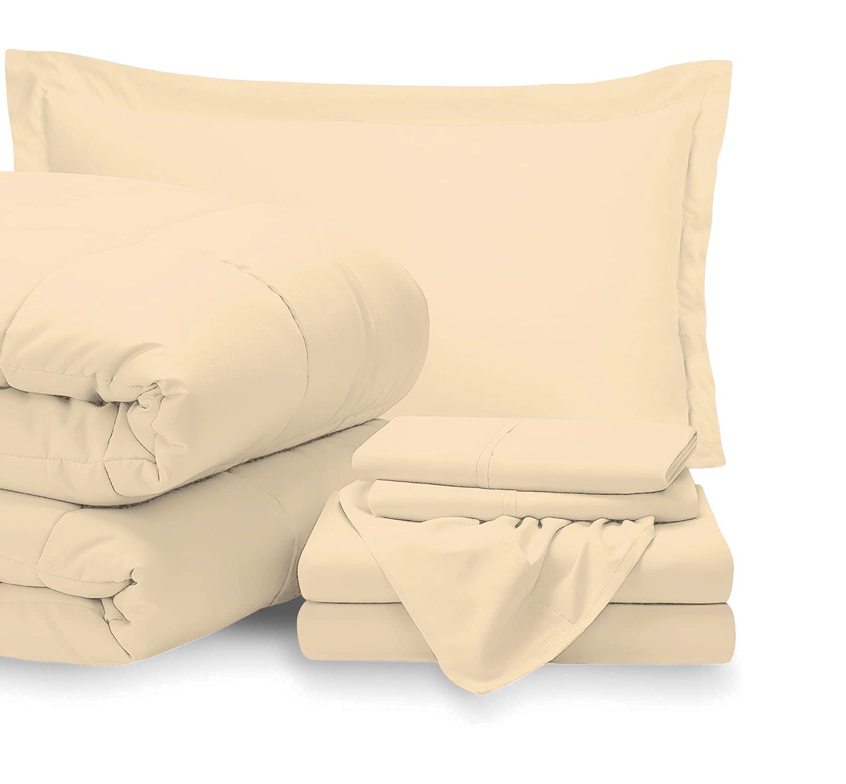 Luxury 7-Piece King Size Bedding Set - 100% Egyptian Cotton Comforter & Sheets with 15