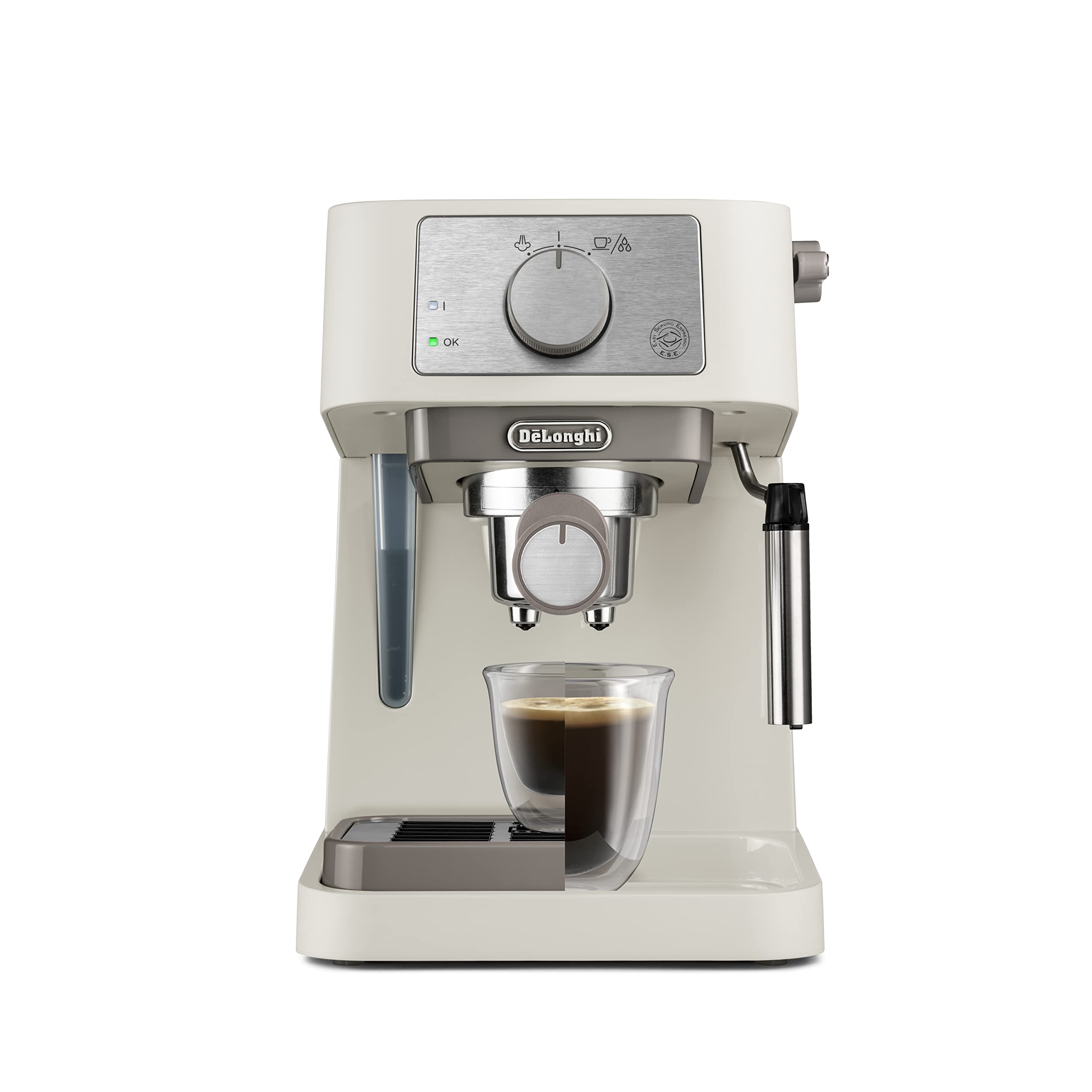 De'Longhi Stilosa EC260.CR Manual Espresso Coffee Machine - 15 Bar Pressure, Cappuccino System, Auto Shut-Off, ESE Pod Compatible, 2-Level Drip Tray, 1L Water Tank - Perfect for Home Baristas & Coffee Lovers