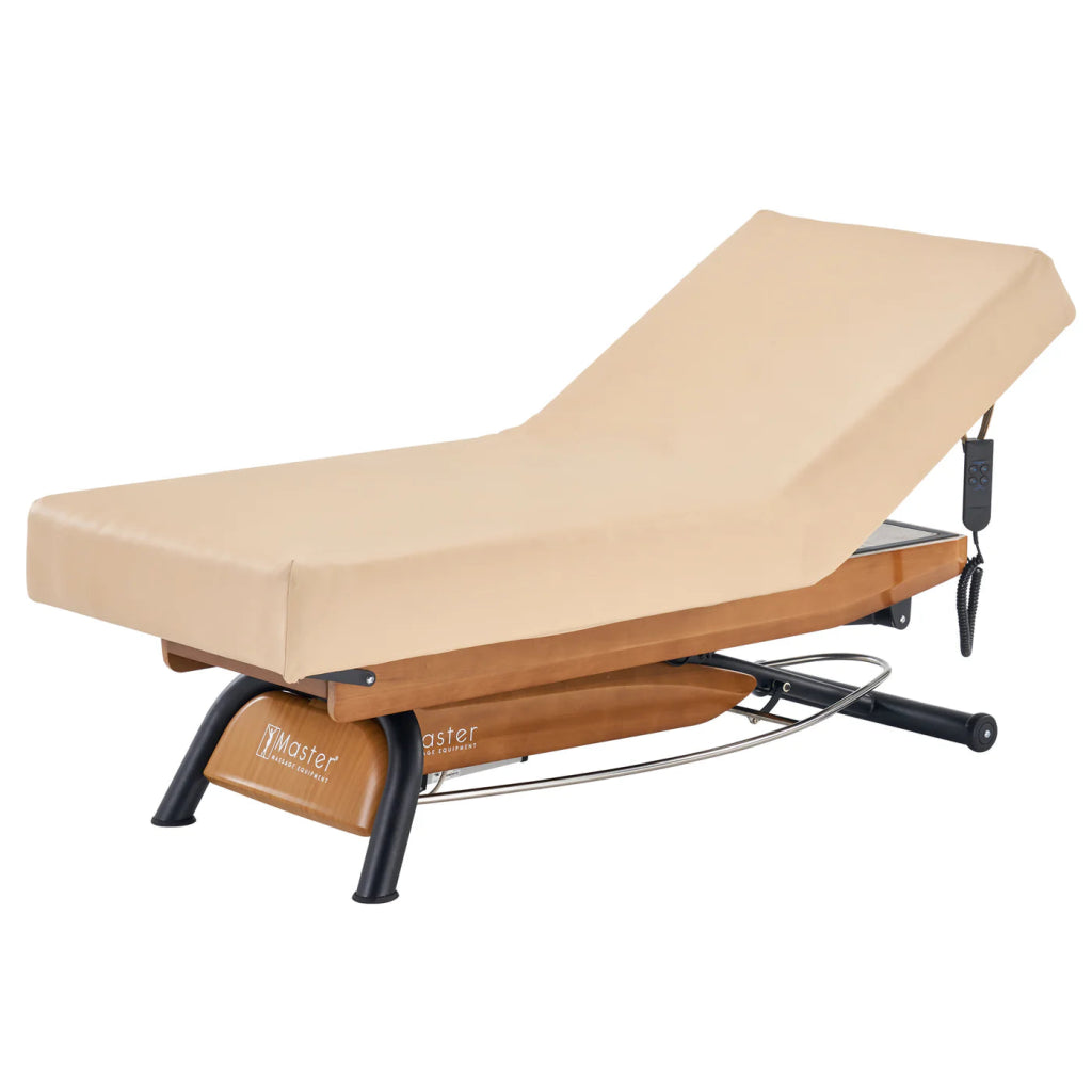 Professional Atlas Liftback Electric Massage Table - Oak Base with Cream Top for Spa, Salon & Chiropractic Use - Ideal for Deep Tissue, Swedish & Relaxation Massage Therapy