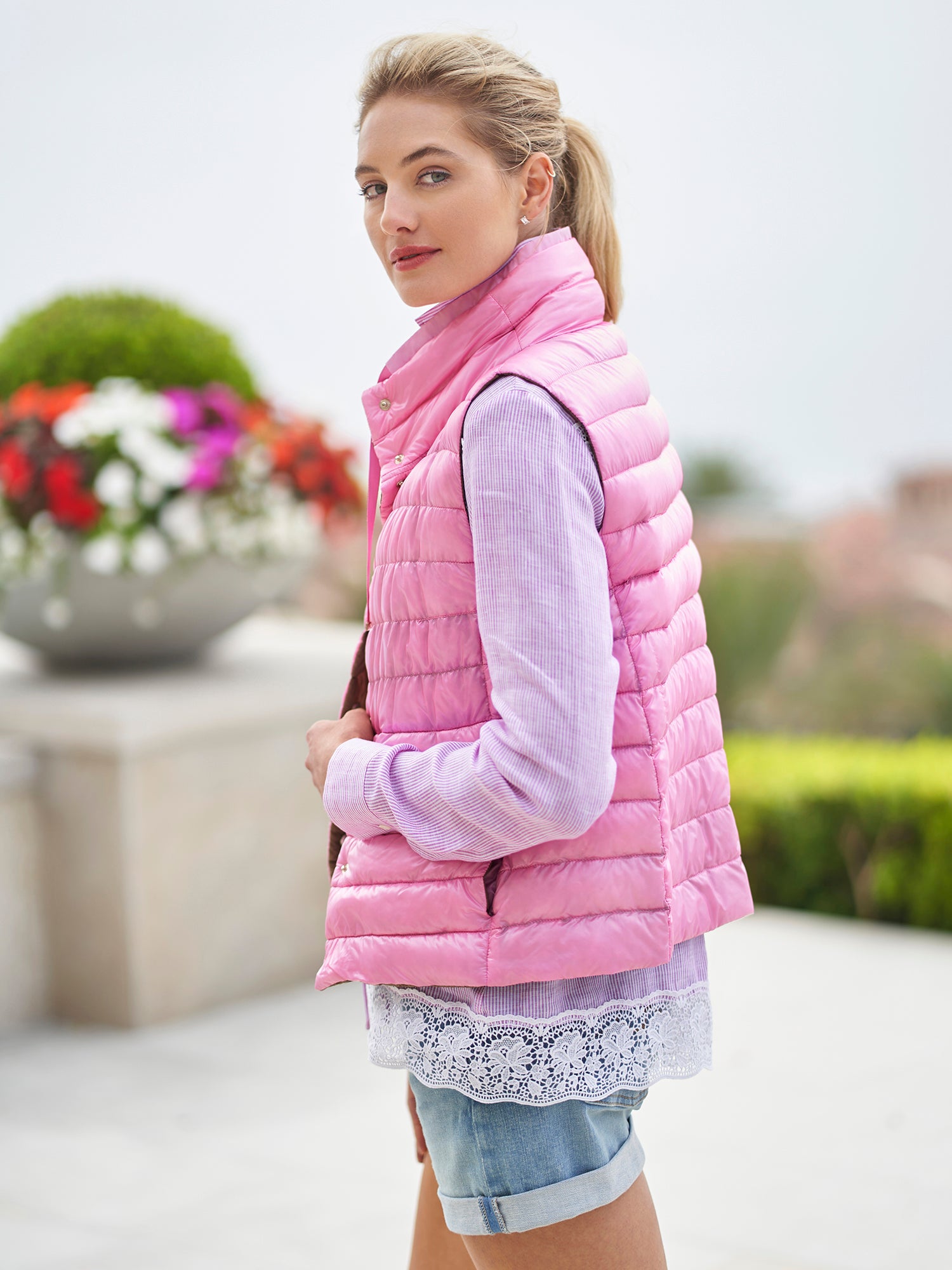 Celine Reversible Ultralight Down Vest for Women - Lightweight Warm Puffer Jacket for Outdoor, Travel & Casual Wear