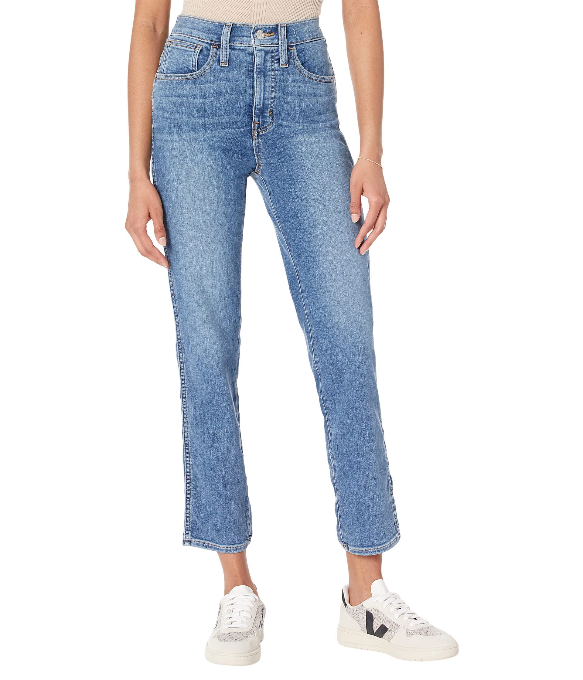 Madewell High-Rise Slim Straight Jeans for Women - Wilmore Wash Denim Pants | Perfect for Casual Wear, Office Outfits & Everyday Comfort