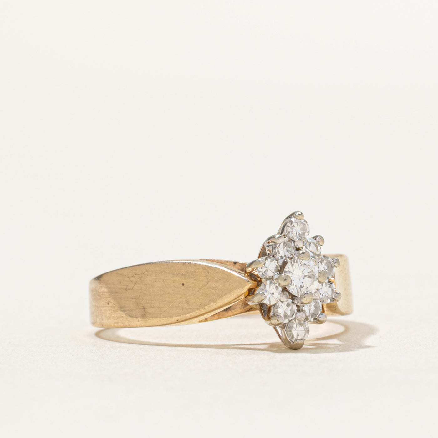 0.33ctw Diamond Cluster Reverse Tapered Ring - Size 7.5 | Elegant Wedding Band, Anniversary Gift for Her, Perfect for Bridal Jewelry & Special Occasions