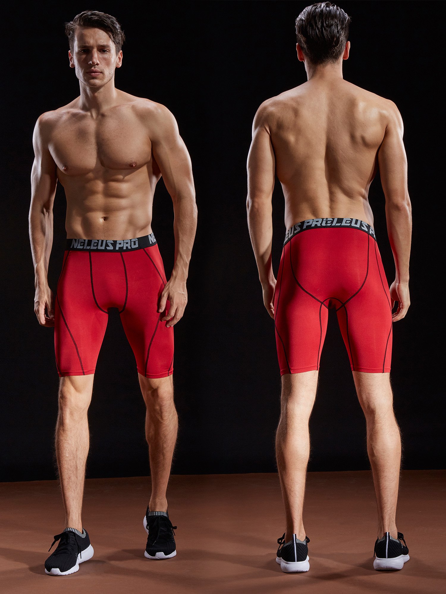 NELEUS Men's Compression Shorts 3-Pack - Moisture Wicking, Breathable & Anti-Chafing Workout Shorts for Running, Gym & Sports
