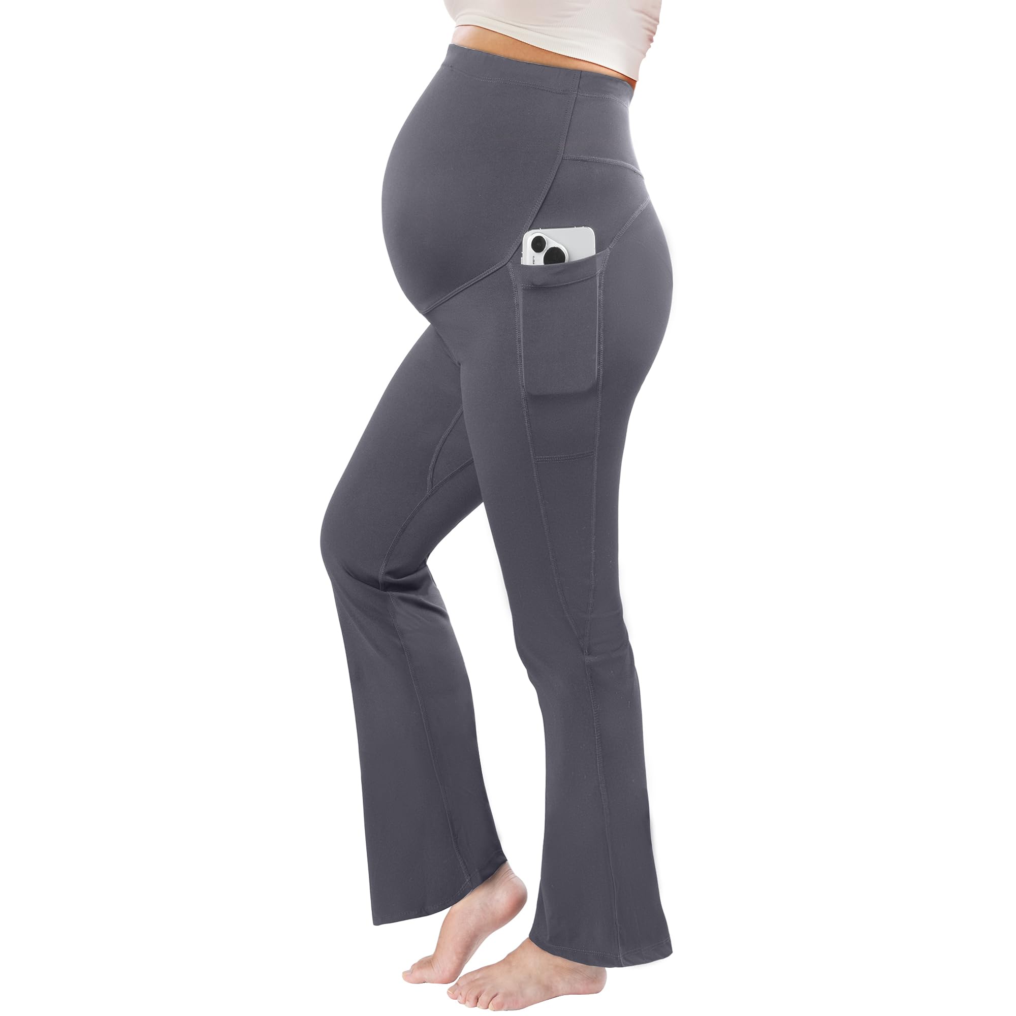 Best Maternity Flare Leggings - Ultra Soft Over The Belly Yoga Pants with Pockets for Pregnancy Comfort | Perfect for Prenatal Yoga, Workouts & Everyday Wear