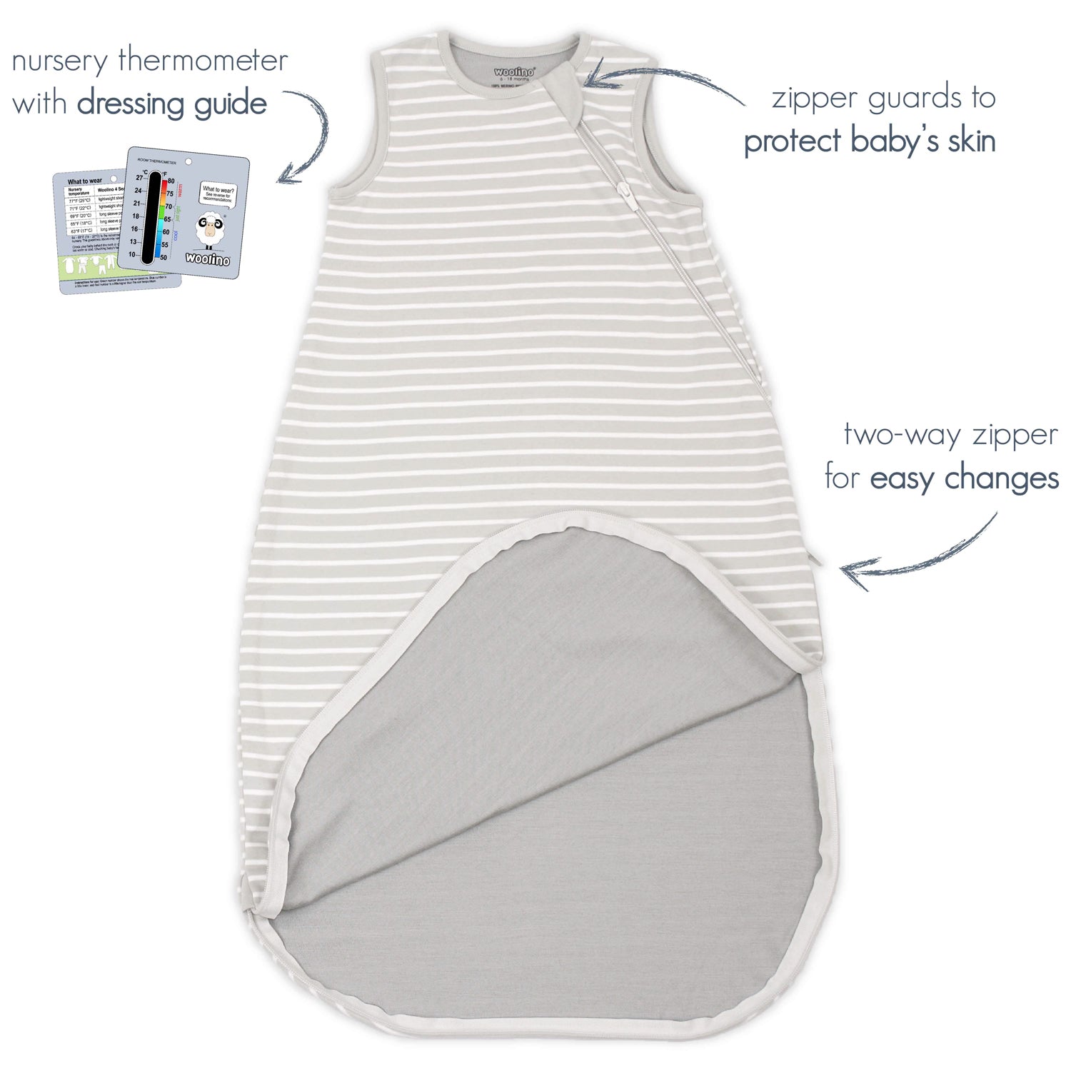 4 Season Baby Sleeping Bag - Soft Merino Wool & Organic Cotton Blend for Newborns & Toddlers - Night Sky Design - Perfect for Nursery, Travel & Outdoor Adventures