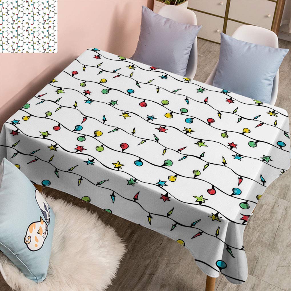 Christmas Star Fairy Lights Printed Wrinkle-Free Tablecloth 60