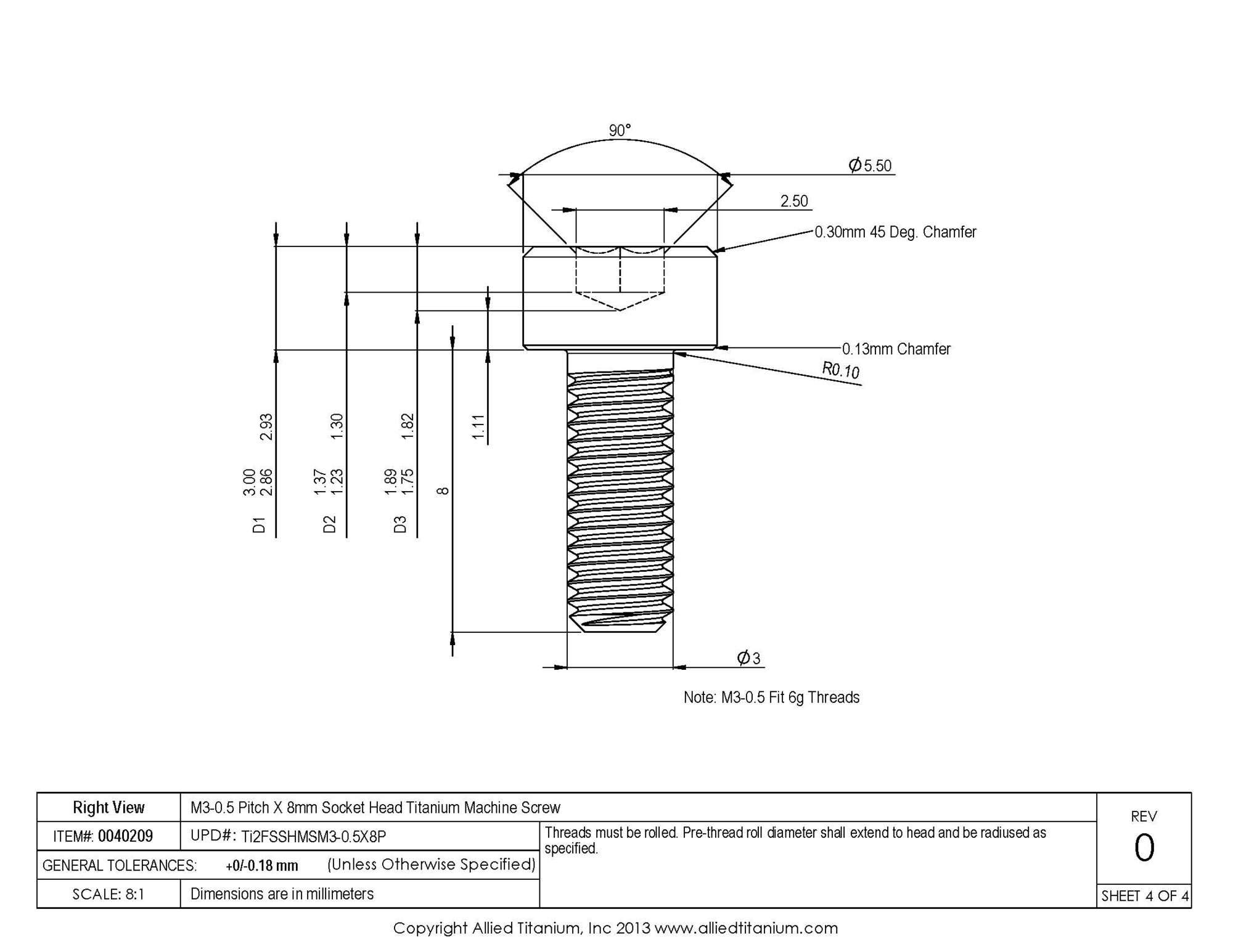 10-Pack M3-0.5 x 8mm Socket Head Cap Screws, Grade 2 (CP) - Perfect for Electronics, DIY Projects & Machinery Assembly