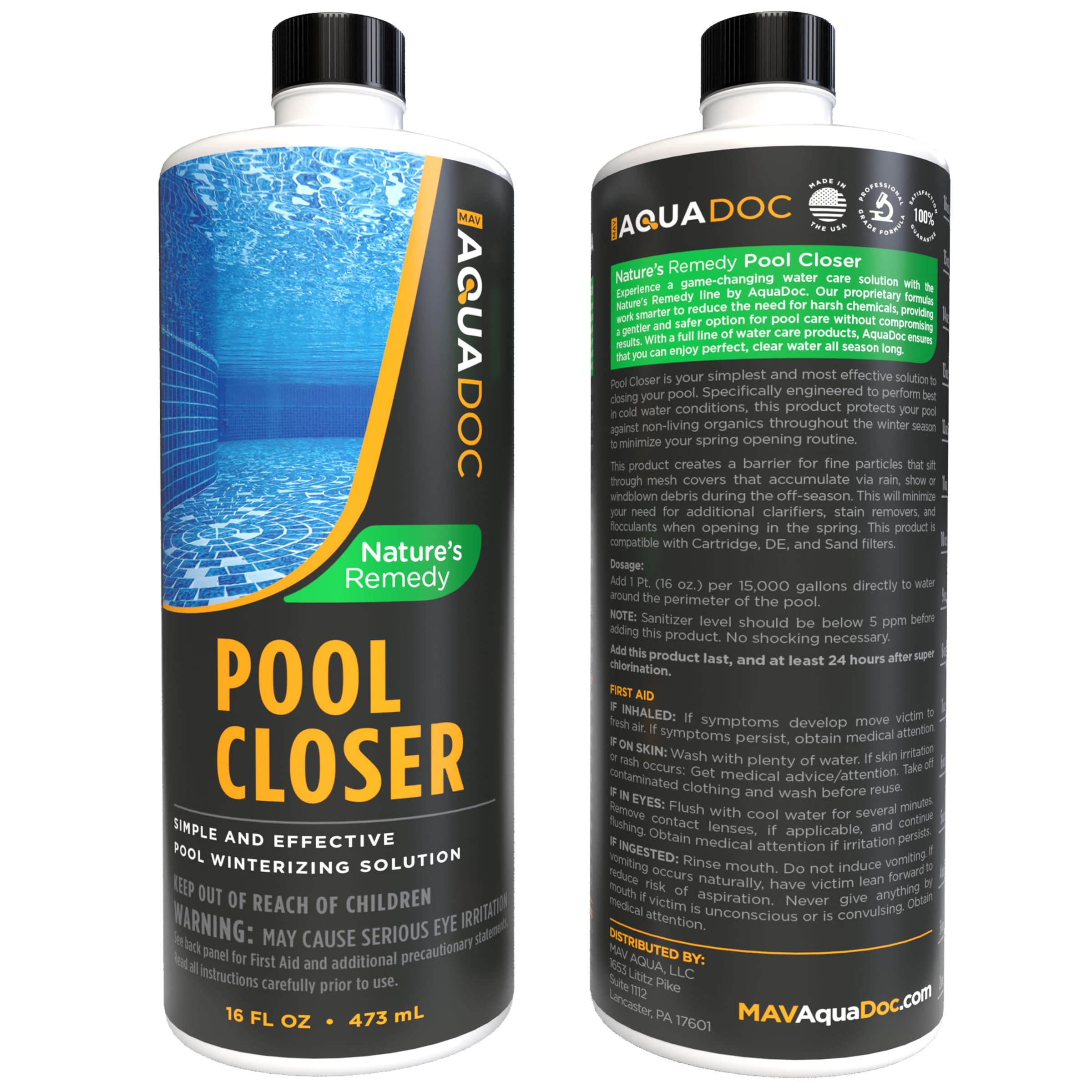 MAV AquaDoc Pool Closer - Complete Winter Pool Closing Kit with Chemicals | Above Ground & Inground Pool Winterizer | White Pool Maintenance Supplies (AD-WPC) | Ideal for Seasonal Pool Protection & Winterization