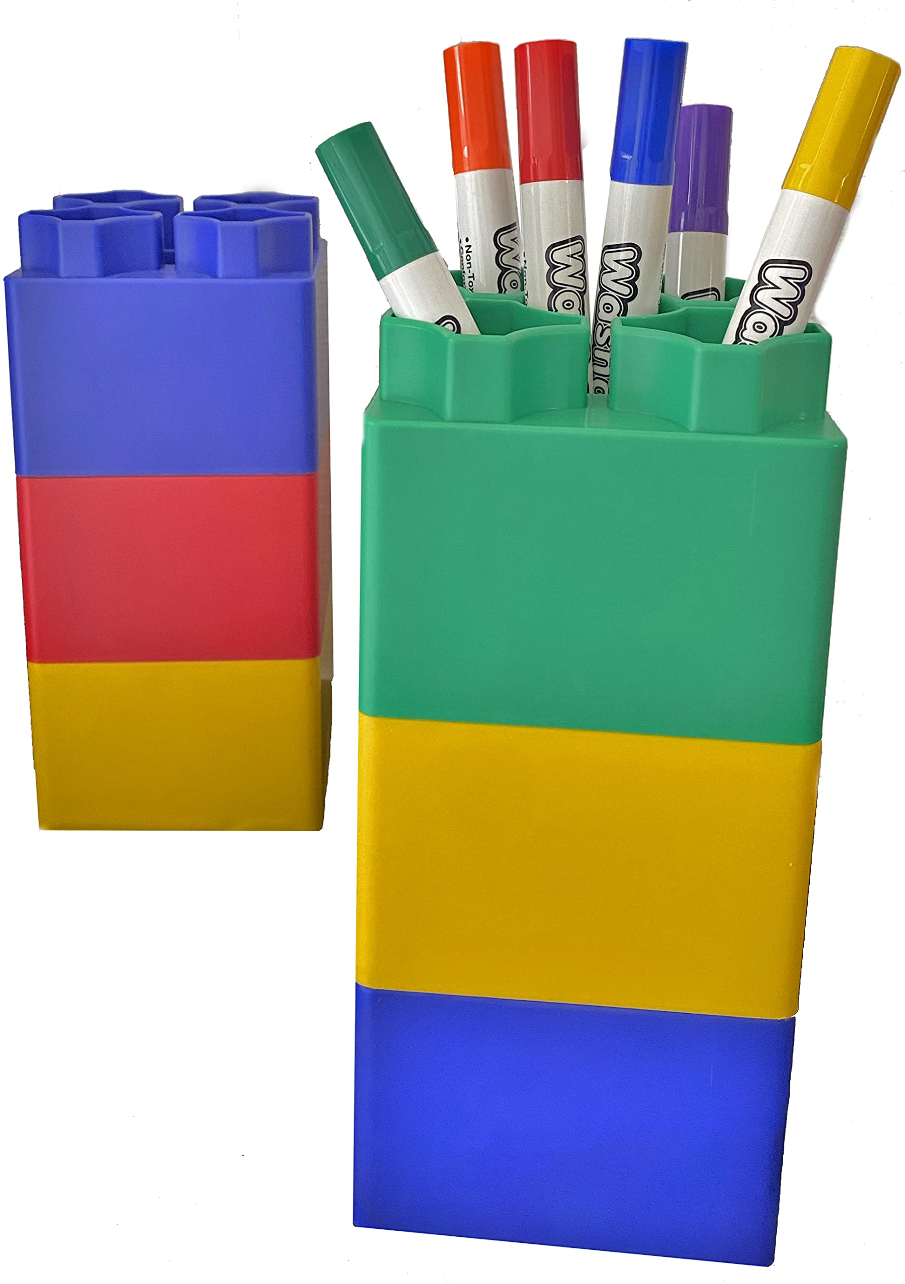 42-Piece Jumbo Building Blocks Set with Non-Toxic Washable Markers | STEM Educational Toys for Kids | Large Construction Blocks for Child Development & Creative Learning | Made in USA | Perfect for Preschool Playtime, Classroom Activities & Birthday Gifts