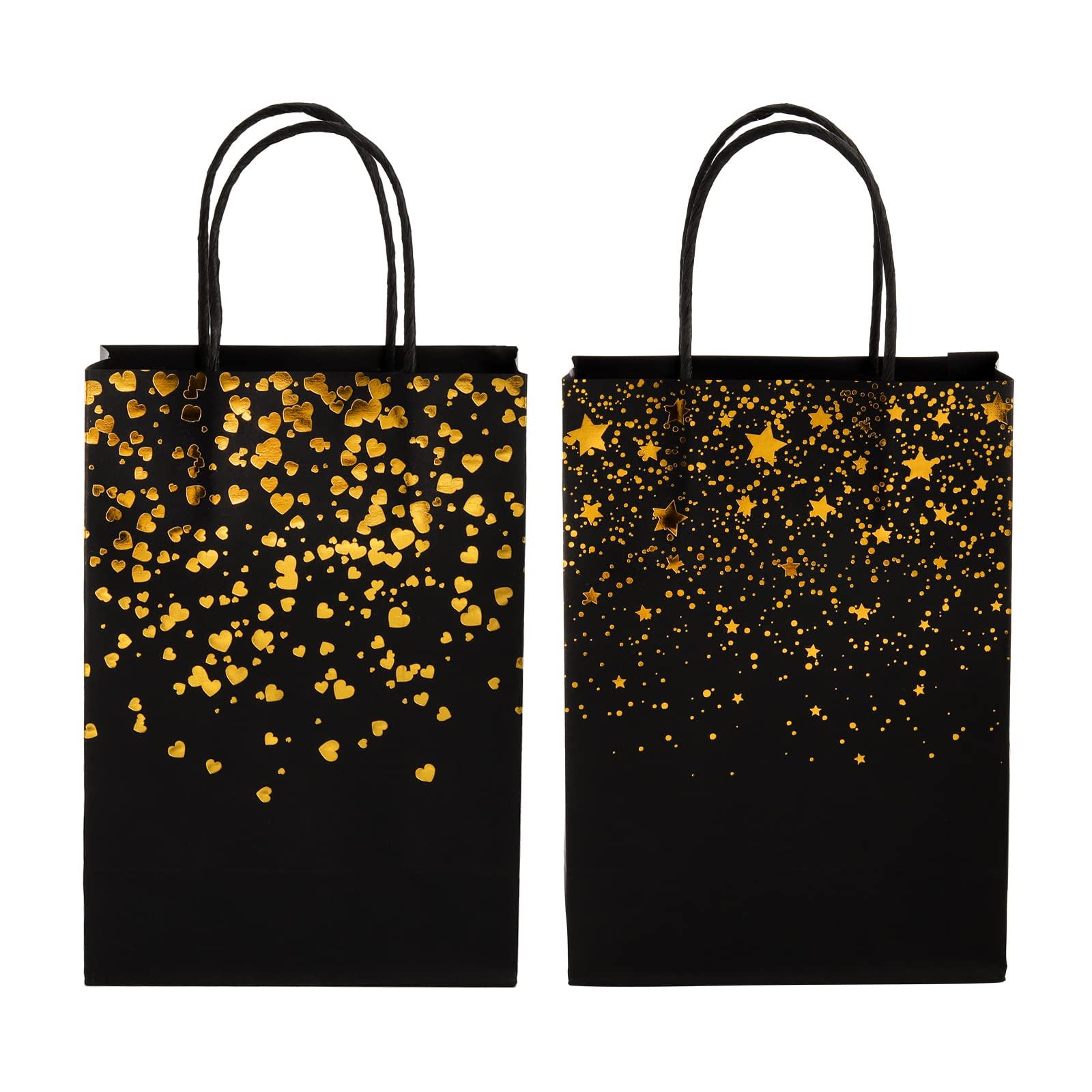 Nicunom 60 Pack Black Gold Kraft Paper Gift Bags - 8.3