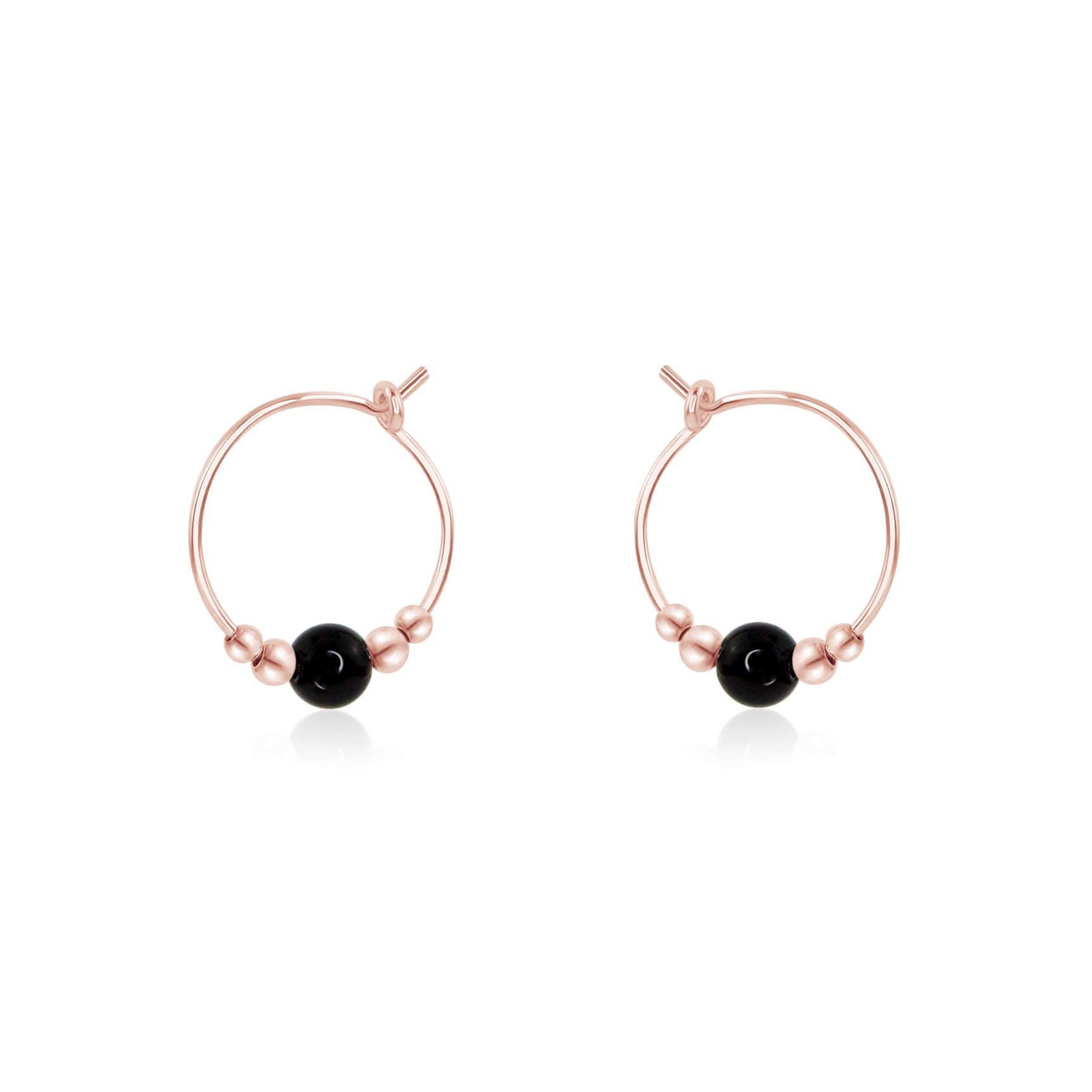 Stylish Black Onyx Bead Hoop Earrings for Women - Dainty Minimalist Jewelry for Everyday Wear, Parties & Special Occasions