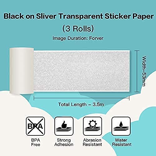 Phomemo M02S Portable Bluetooth Thermal Printer - Compact Photo Printer for iOS & Android with 3 Rolls Transparent White Paper | Perfect for Planning Journals, Study Notes, Art Projects, Office Work & Gift Giving | Ideal for Students, Artists & Professionals On-the-Go