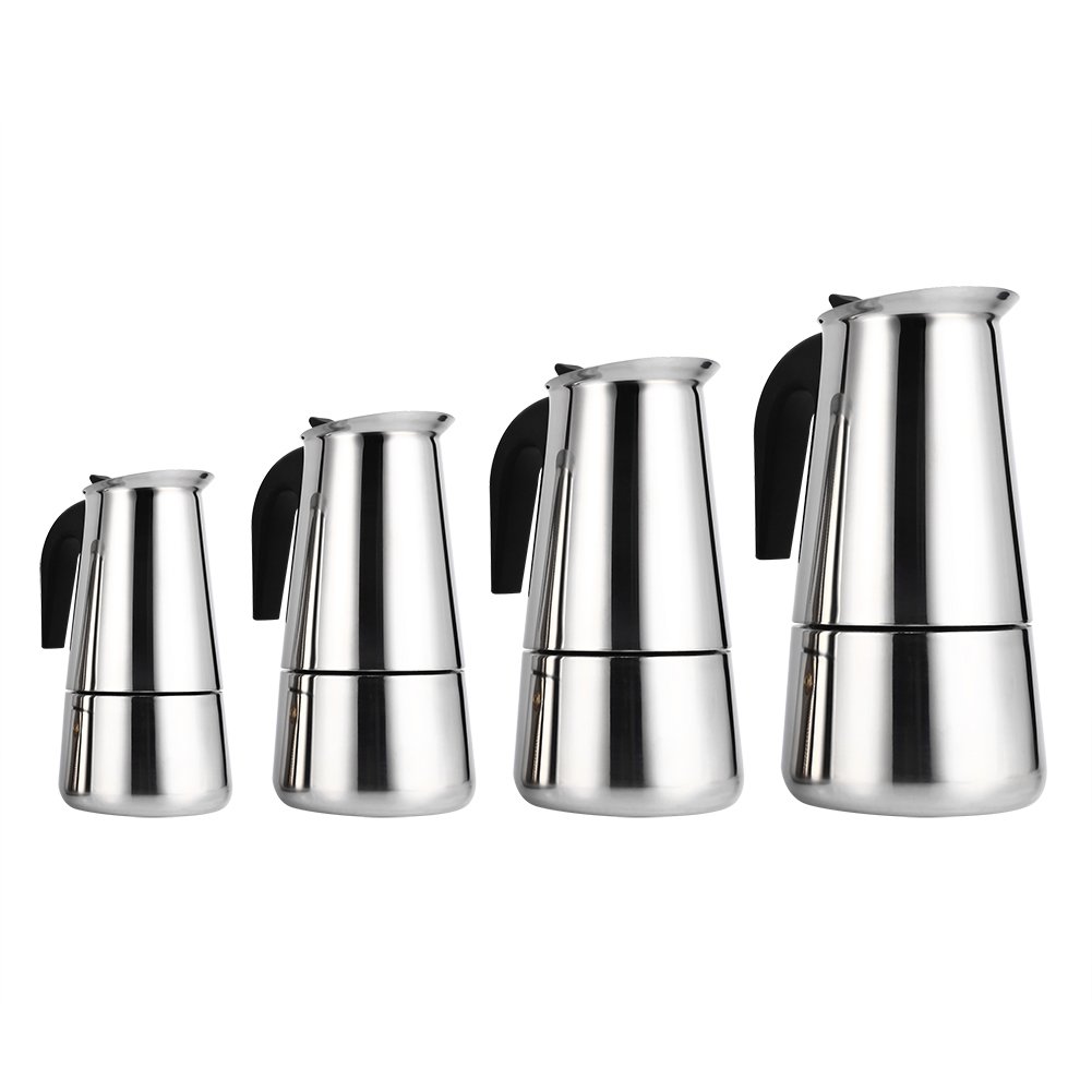 Stainless Steel Stovetop Espresso Coffee Maker - 100ml/200ml/300ml/450ml Moka Pot for Latte, Mocha & Percolator Coffee | Perfect for Home, Office & Camping Use
