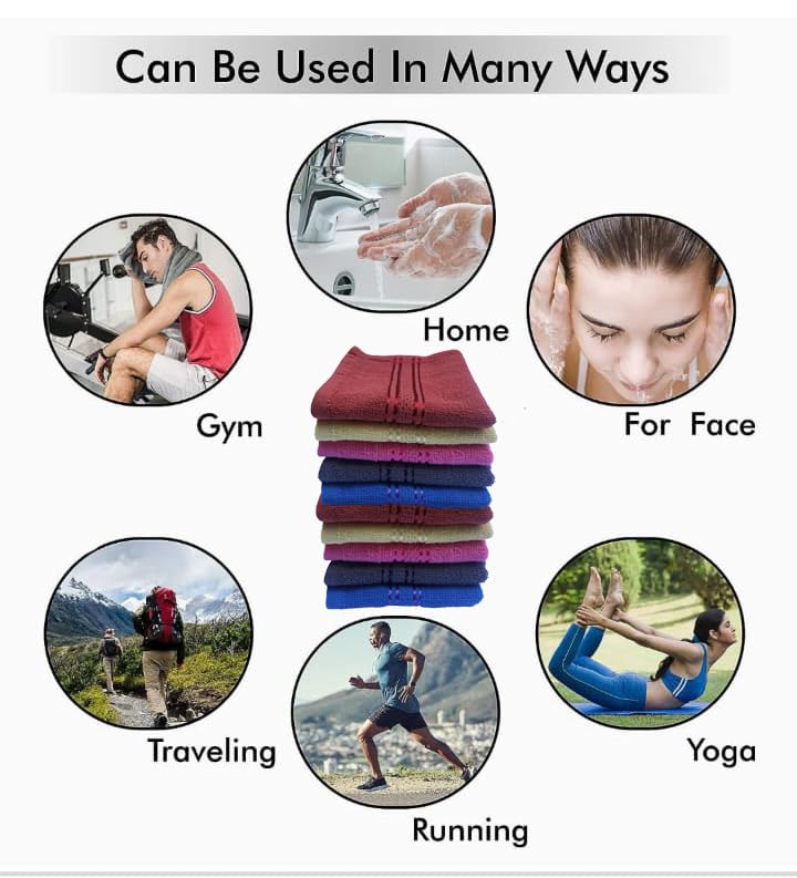 Premium 500 GSM Space Fly Loom Face Towels - Soft & Travel-Friendly for Men & Babies, 10-Pack (10x10 Inch) - Ideal for Travel, Gym, Newborn Care & Daily Skincare Routine