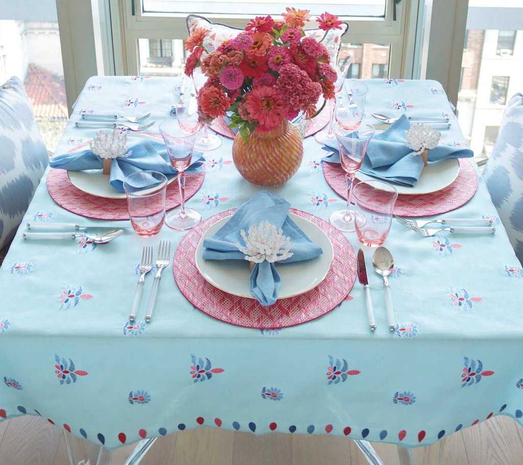 Premium Sky Blue Lima Tablecloth - Waterproof & Stain-Resistant for Dining, Parties, and Outdoor Events