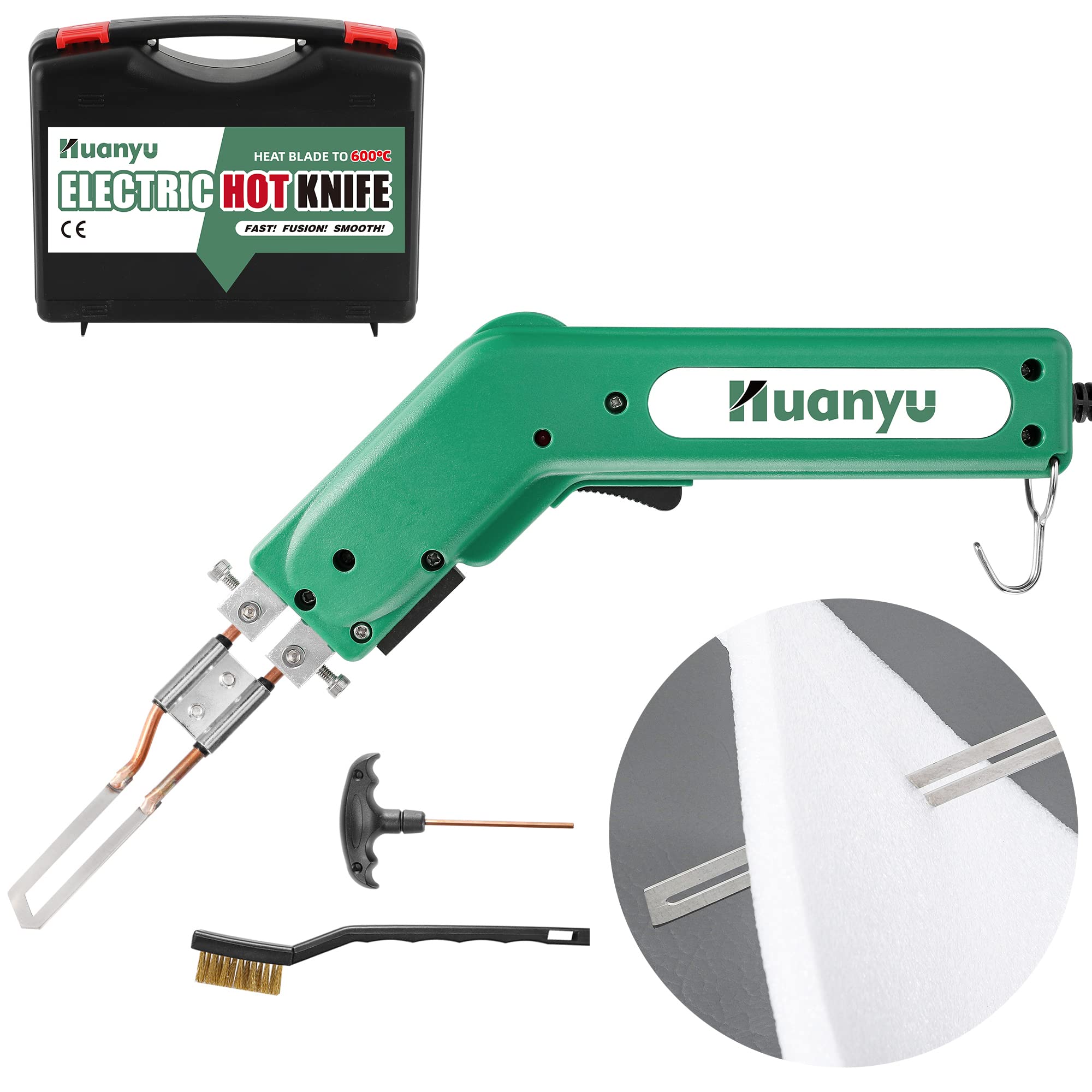 Huanyu 100W Professional Electric Foam Cutter Kit - 600°C Hot Knife for Styrofoam, Sponge & Rope Cutting - DIY Sculpture Tool with Straight 5cm Blade & Carrying Case (110V) - Perfect for Arts & Crafts, Model Making, and Home Decoration Projects