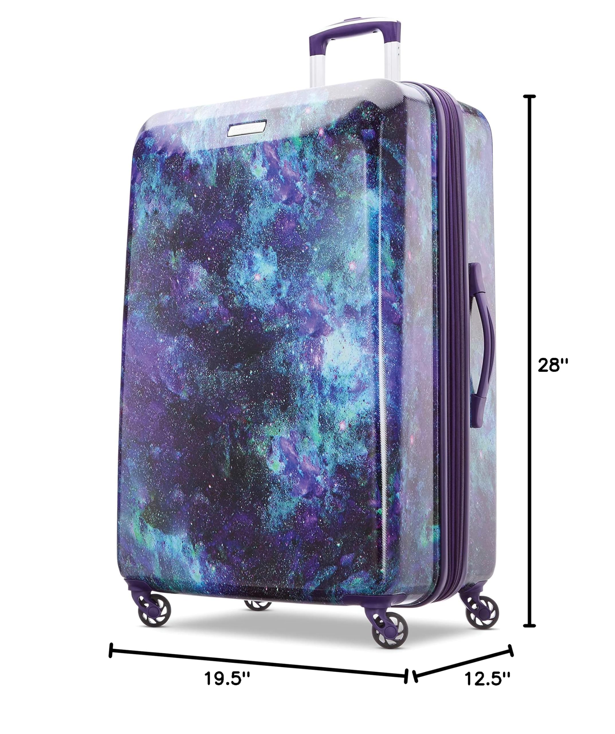 American Tourister Moonlight 28-Inch Hardside Expandable Luggage with 360° Spinner Wheels - Lightweight Checked Suitcase for Travel, Vacations & Business Trips (Cosmos Blue)