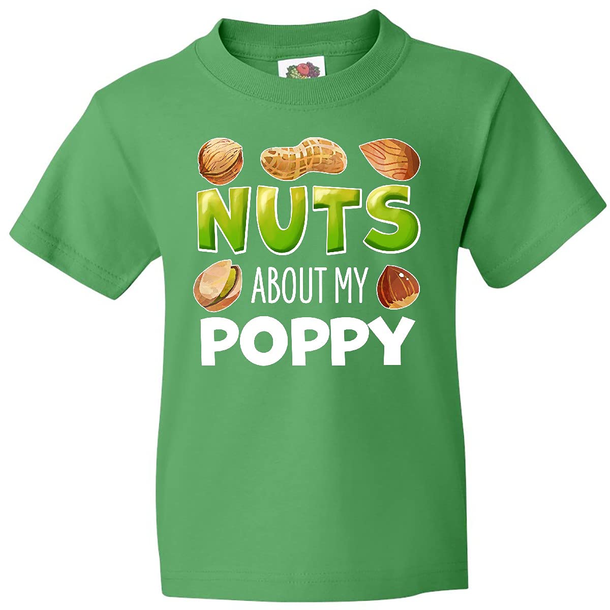 Inktastic Nuts About My Poppy Peanut Almond Pistachio Youth T-Shirt | Funny Food Lover Kids Tee | Birthday Gift & Family Matching Outfit