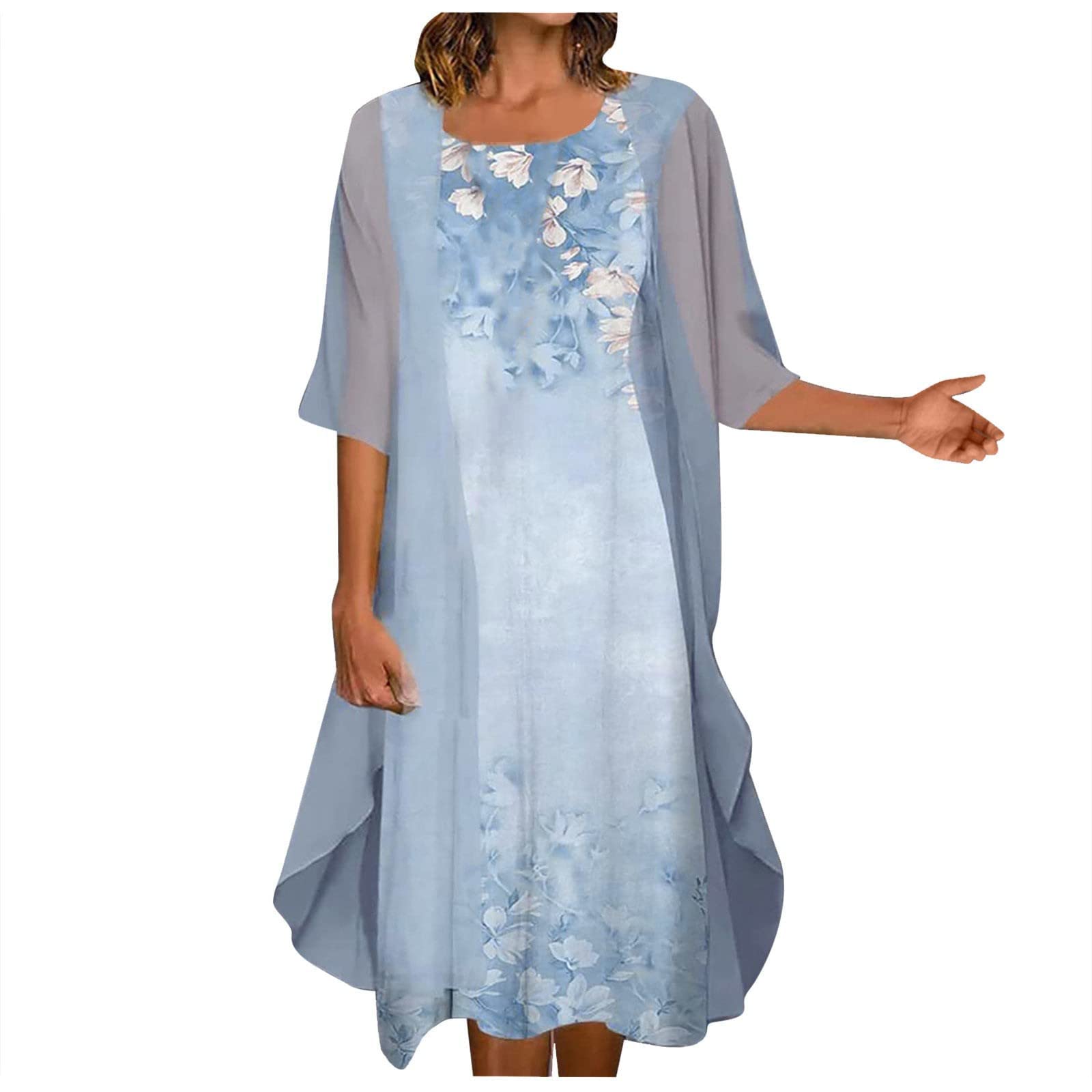 Plus Size Women's Formal Floral Print Two-Piece Maxi Dress Set - Elegant Wedding Guest Outfit & Special Occasion Party Wear