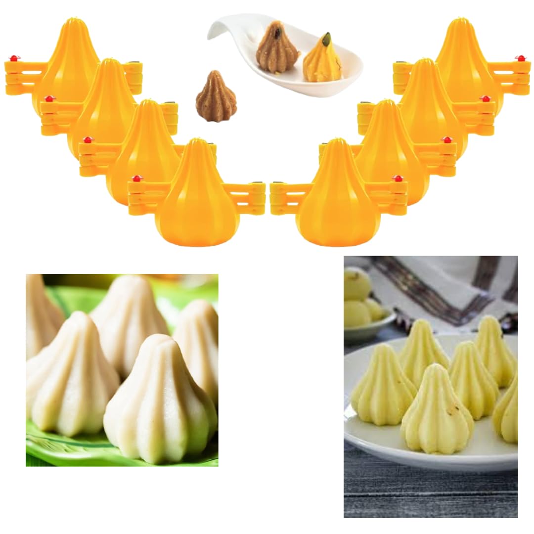 LEGACYCART 8-Piece Plastic Modak Maker Set - Food Grade Sacha Modak Mould for Chocolate & Mithai - Includes Key & Filling Sancha - Perfect for Indian Sweets, Festivals & Home Baking