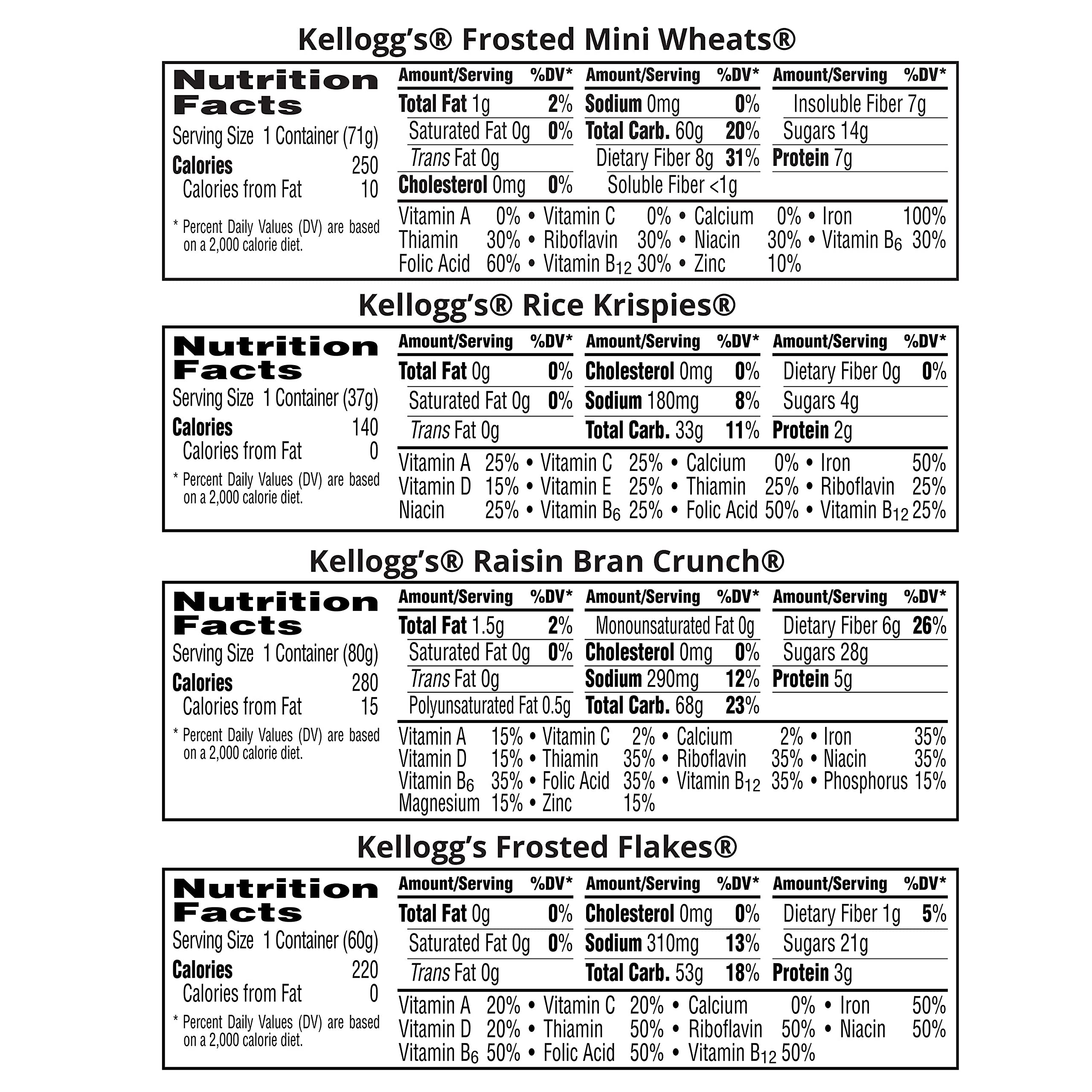 Kellogg's Cold Breakfast Cereal Cups Variety Pack (24 Cups) - Bulk Pantry Staples & On-The-Go Snacks for Office, School, Travel, and Quick Breakfasts