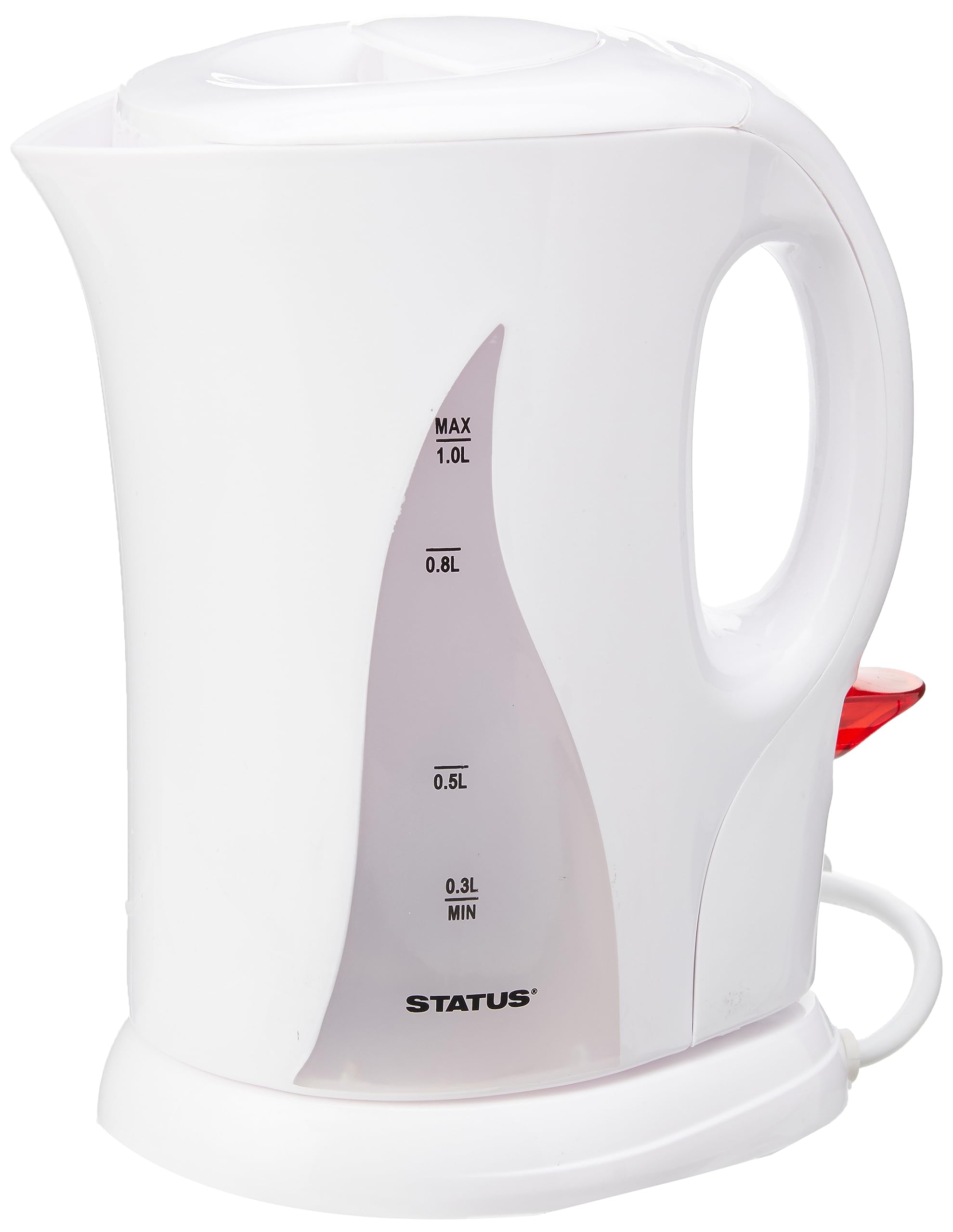 STATUS Denver Electric Water Kettle - 1 Liter Stainless Steel Tea Kettle with Auto Shut-Off - White for Home, Office & Dorm Use - Perfect for Boiling Water for Tea, Coffee & Instant Meals