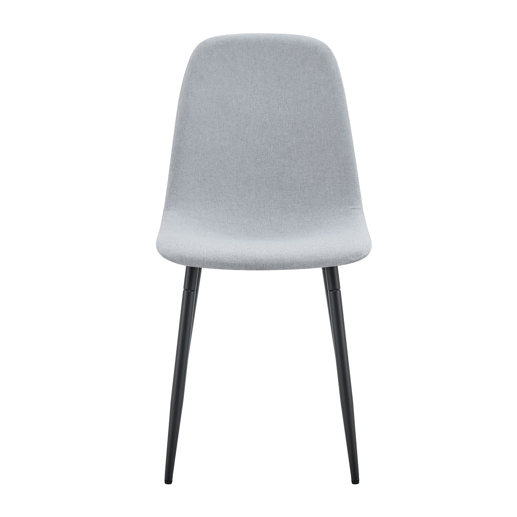 Comfortable Linen Cotton Dining Chair Set of 4 - Light Gray Modern Upholstered Chairs with Integrated Seat & Backrest for Kitchen, Dining Room & Home Decor