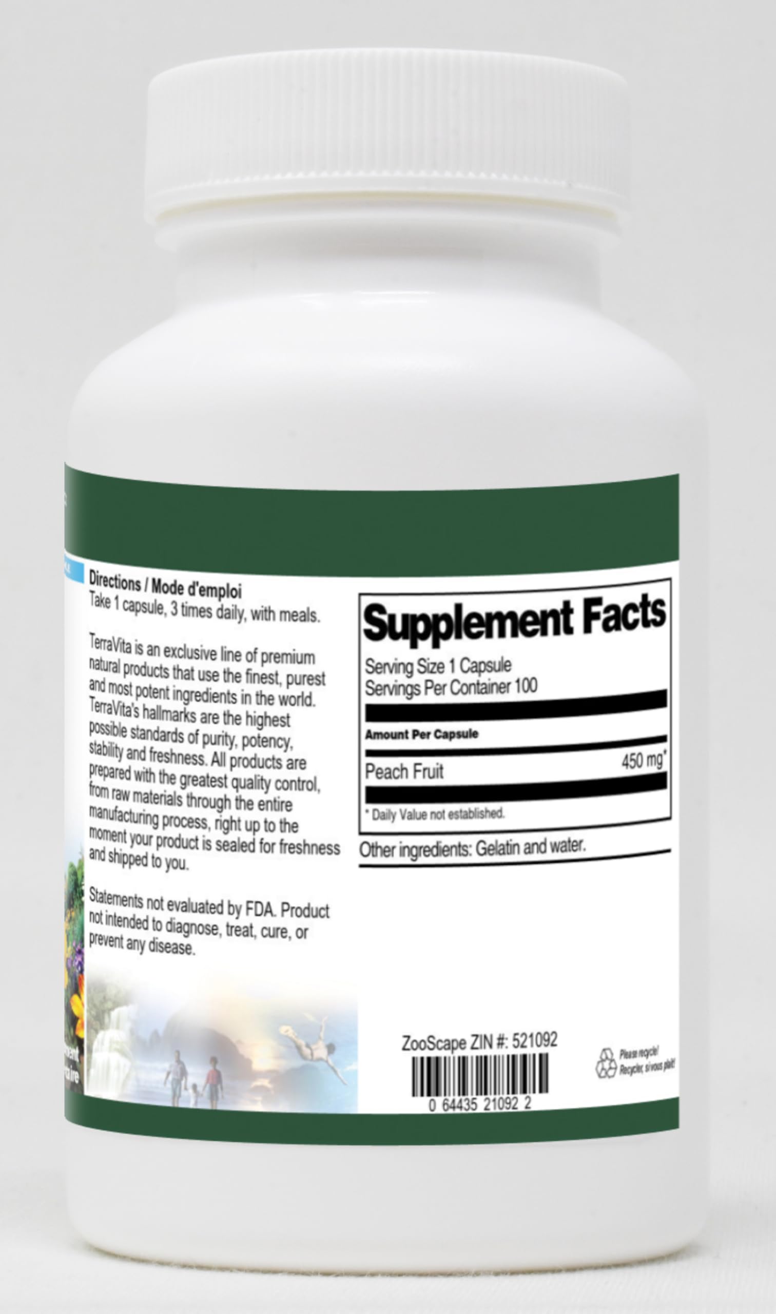 Peach Fruit Extract 450mg (100 Capsules per Bottle, 3-Pack) - Natural Dietary Supplement for Immunity & Skin Health - Perfect for Daily Wellness Routine & Travel