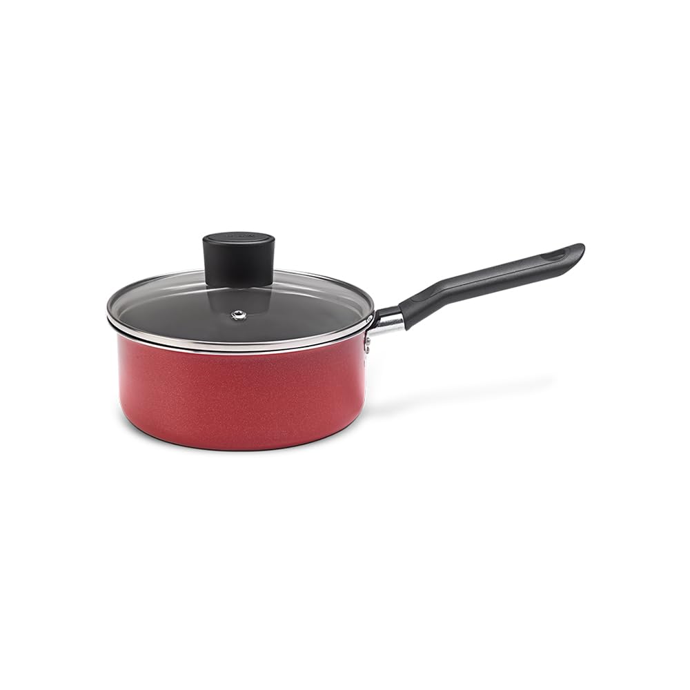 5-Piece Nonstick Cookware Set - Red Garlic Cooking Pots with Lids, Durable Brinox Kitchenware for Frying, Boiling & Sauteing | Perfect for Home Chefs & Everyday Cooking