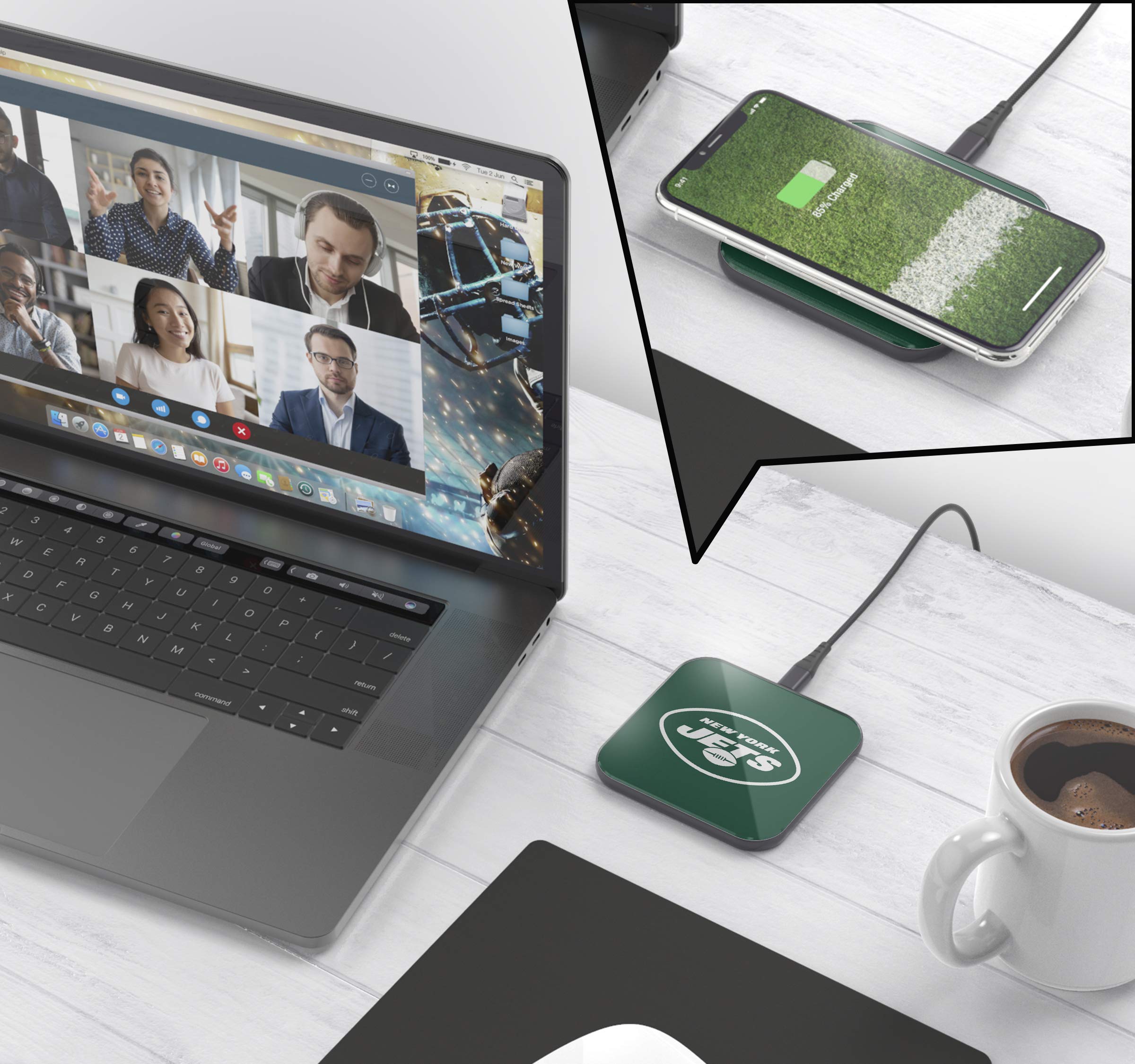 SOAR NFL Team Logo Wireless Charging Pad V.2 - Fast Qi-Certified Phone Charger for iPhone & Android - Perfect for Home, Office & Game Day Decor