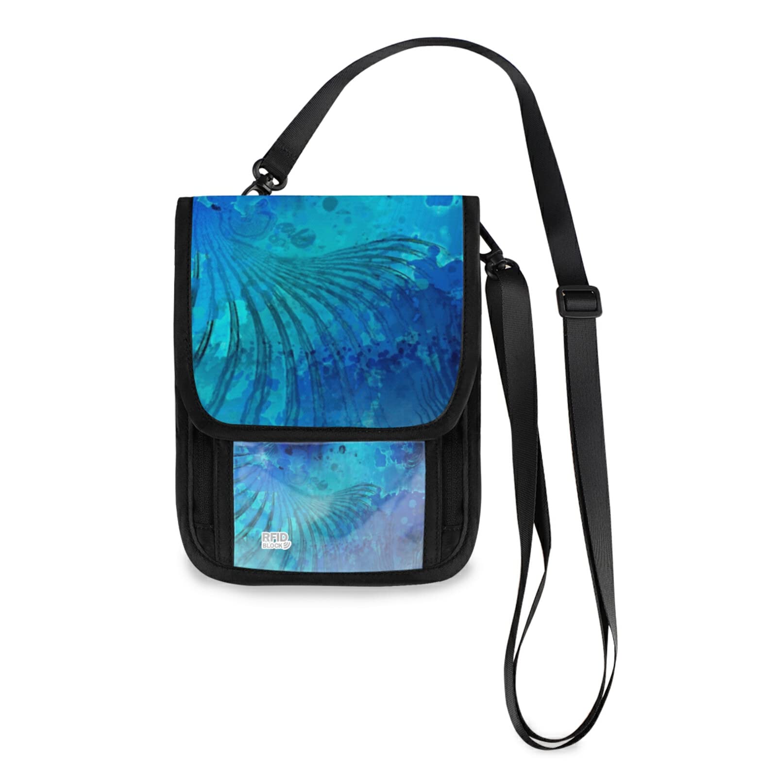 Small Crossbody Phone Purse for Women - Blue Watercolor Painting Mini Messenger Shoulder Bag with Wallet (Ideal for Travel, Shopping & Everyday Use)