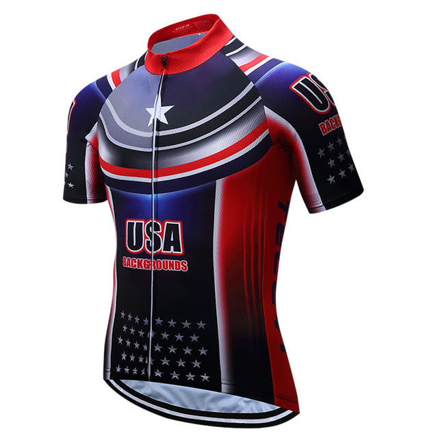 USA Flag Cycling Jersey - Breathable Summer Bike Shirt for Men & Women - Perfect for Road Biking, Mountain Cycling & Outdoor Sports