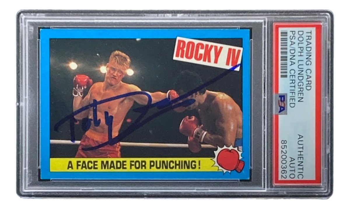 Dolph Lundgren Autographed 1985 Topps #58 Rocky IV Ivan Drago Trading Card - PSA/DNA Certified - Perfect for Movie Memorabilia Collections & Sports Card Investors