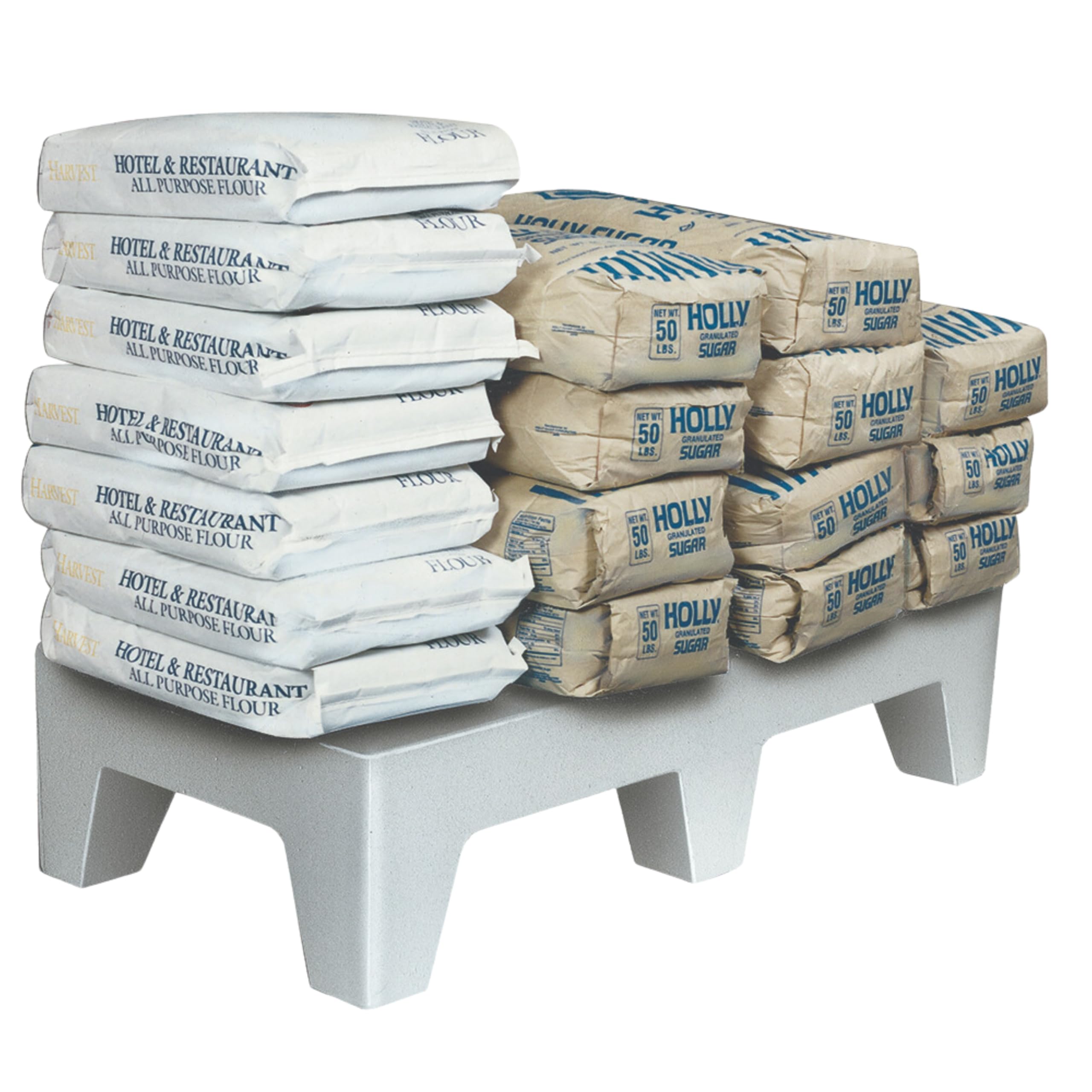 PLSQ-3-1222-GY Heavy Duty Perforated Dunnage Rack - 1-Tier Gray Plastic Storage Shelf - 22