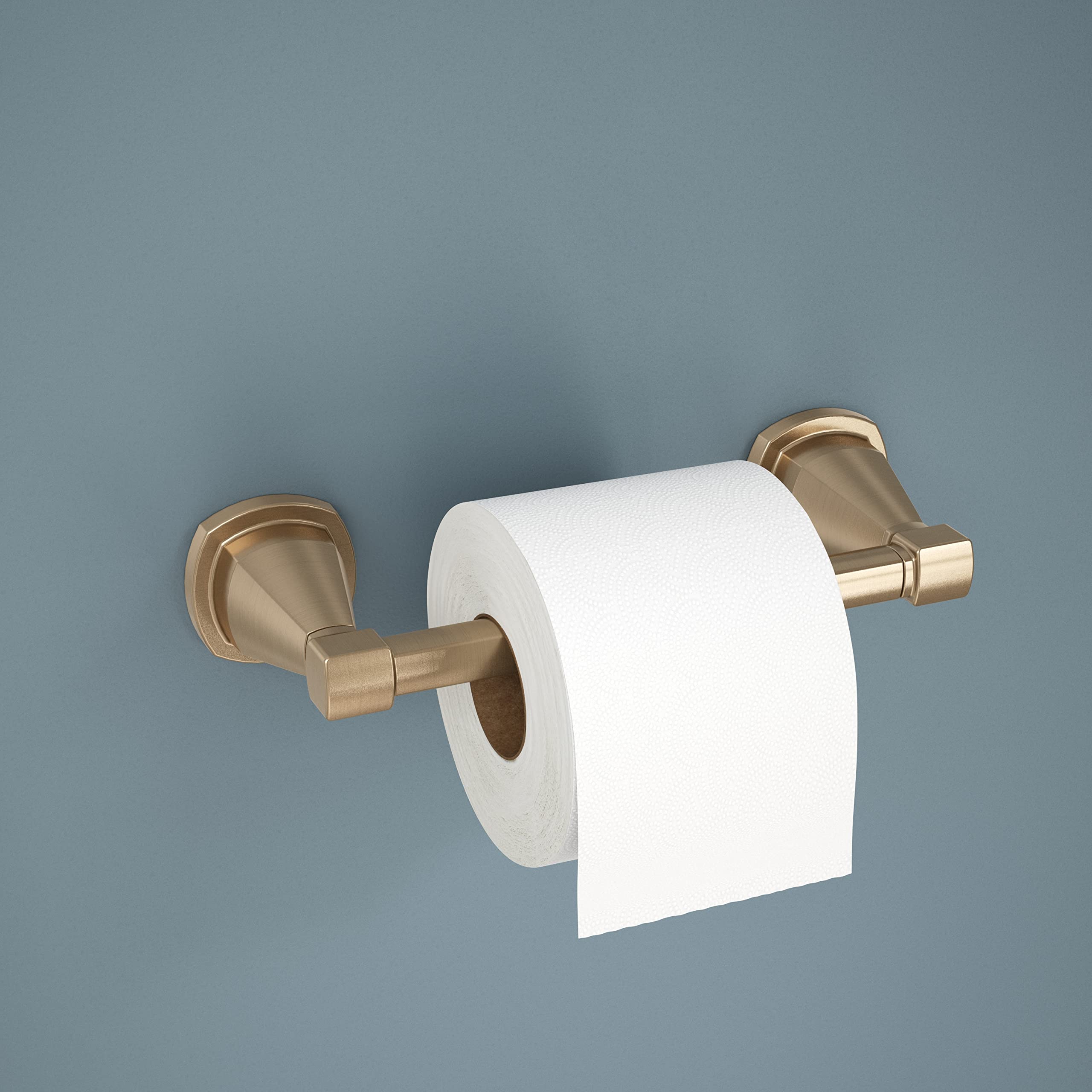 Delta Faucet 77655-CZ Stryke Double Post Pivoting Toilet Paper Holder in Champagne Bronze - Durable Bathroom Accessory for Modern Homes & Luxury Hotels