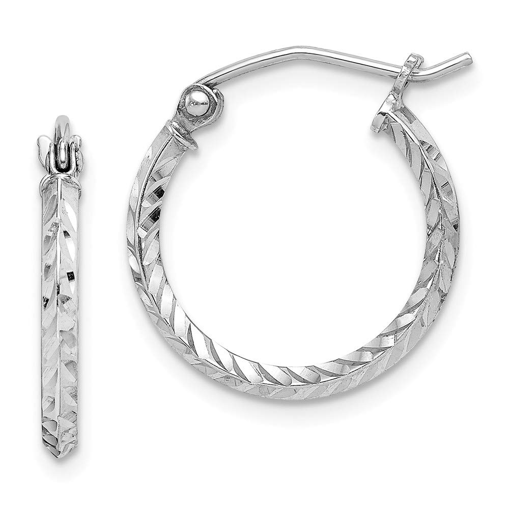 925 Sterling Silver Diamond-Cut Hoop Earrings for Women - 16mm Puffed Shrimp Design - Elegant Dangle Earrings for Party, Wedding & Everyday Wear