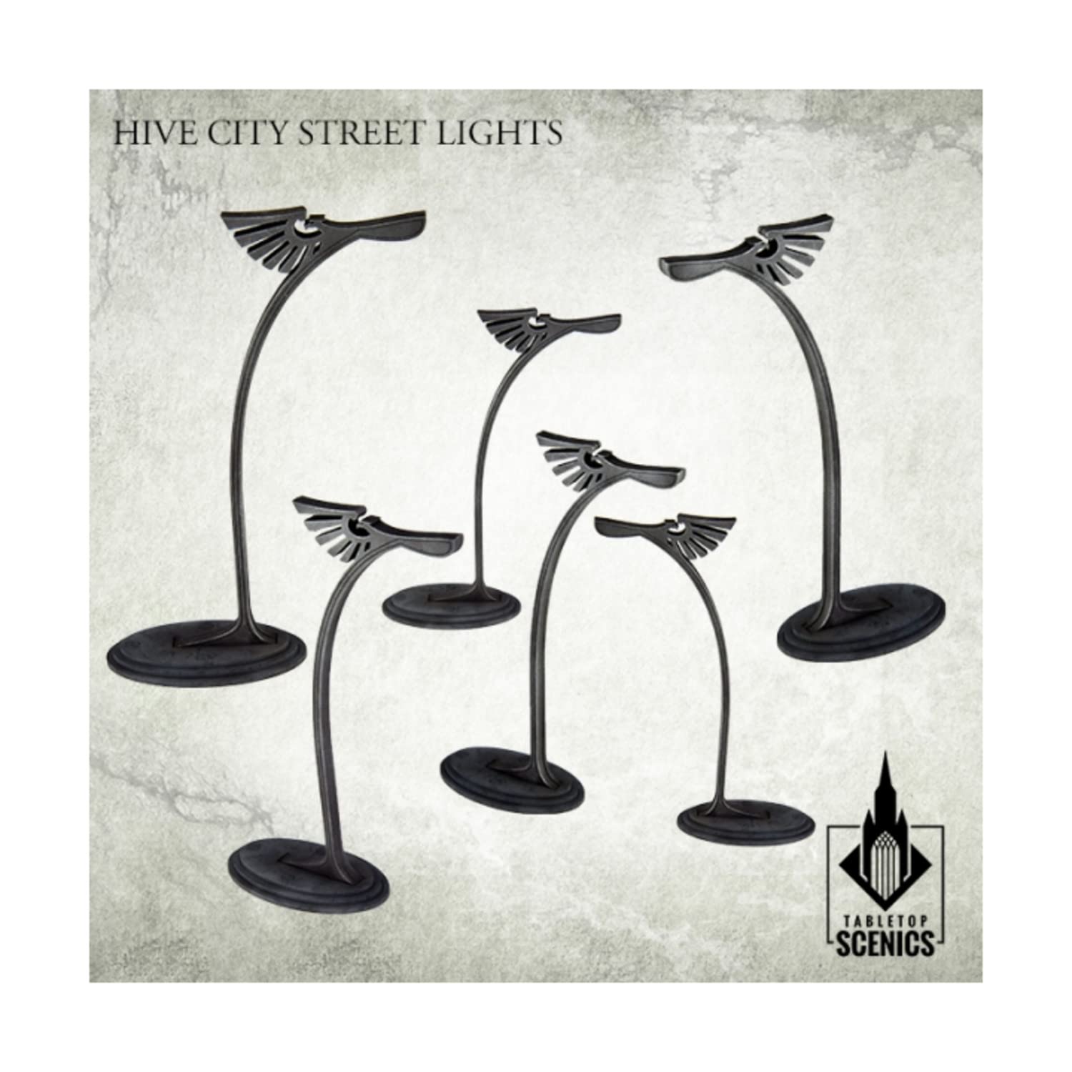 Kromlech Hive City Street Lights - 28mm Wargaming Terrain for Warhammer 40k & Sci-Fi Tabletop Battles - Perfect for Urban Battlefield Scenes & Diorama Displays