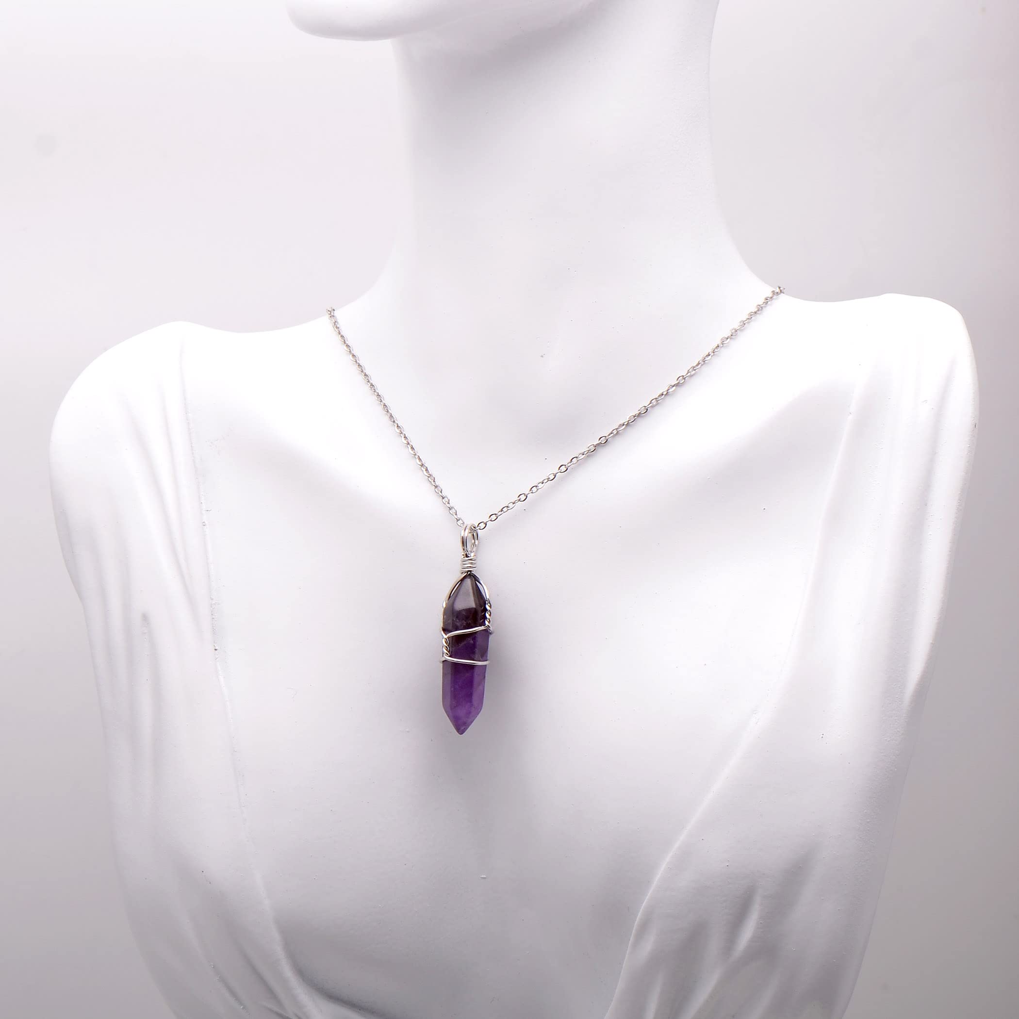 Paialco Hand-Wired Natural & Created Crystal Point Chakra Healing Pendant Necklace | Energy Balancing Spiritual Jewelry for Meditation, Yoga & Reiki