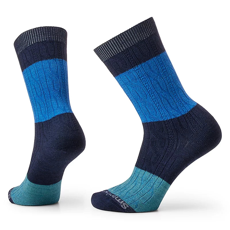 Smartwool Women's Color Block Cable Crew Socks - Warm & Comfortable Merino Wool Socks for Hiking, Travel & Everyday Wear