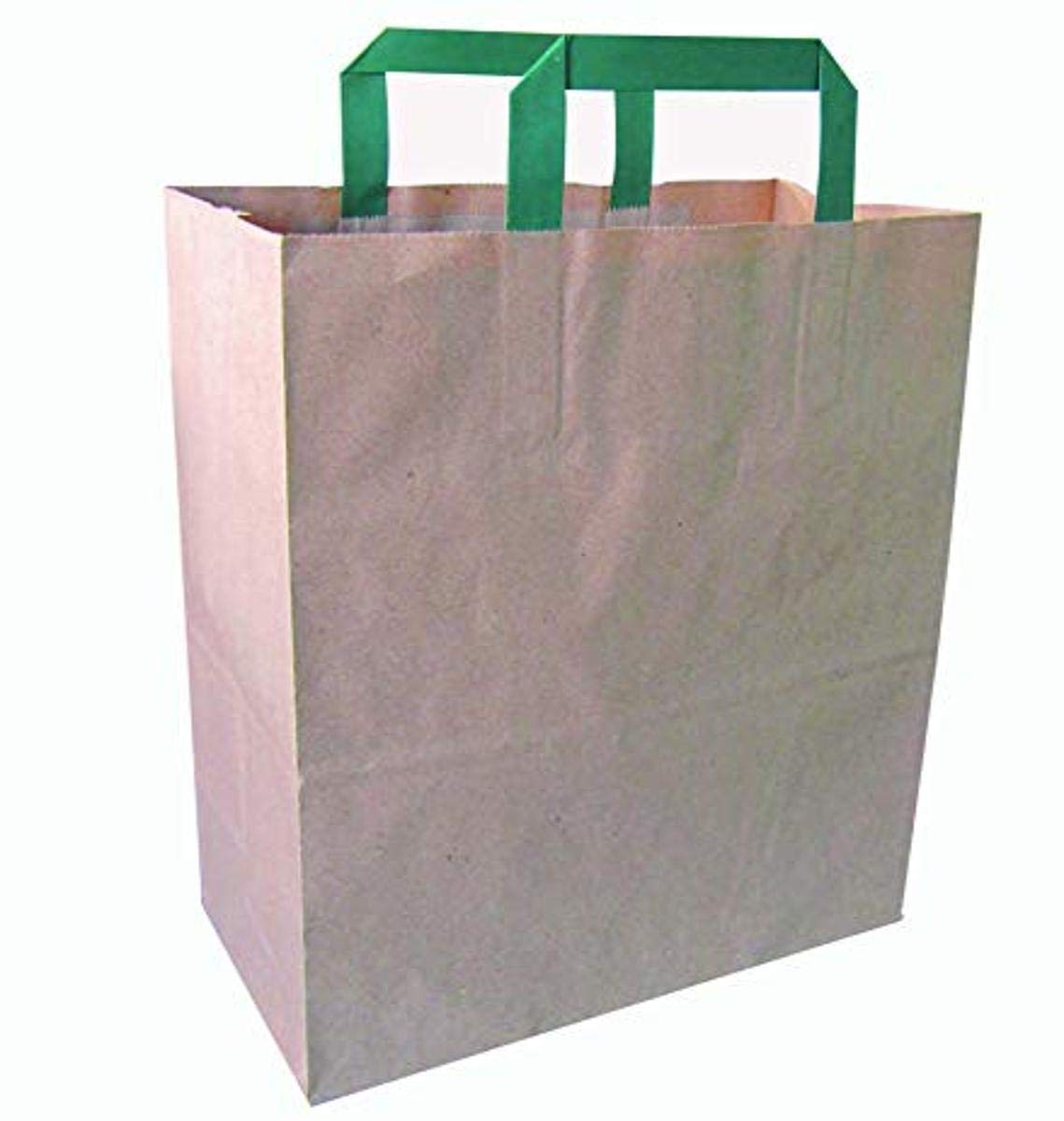 Eco-Friendly White Kraft Paper Gift Bags with Green Handles - 13