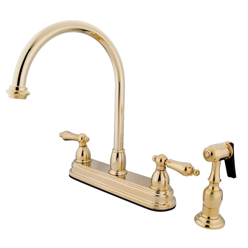 Kingston Brass KB3752ALBS 8-Inch Centerset Kitchen Faucet - Vintage Style Pull-Down Sprayer, Oil-Rubbed Bronze Finish for Farmhouse & Traditional Kitchen Sinks