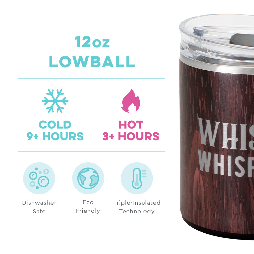 Whiskey Whisperer 12oz Lowball Tumbler Glass - Heavy Base Rocks Glass for Bourbon, Scotch & Cocktails - Perfect for Home Bar, Gifts & Entertaining