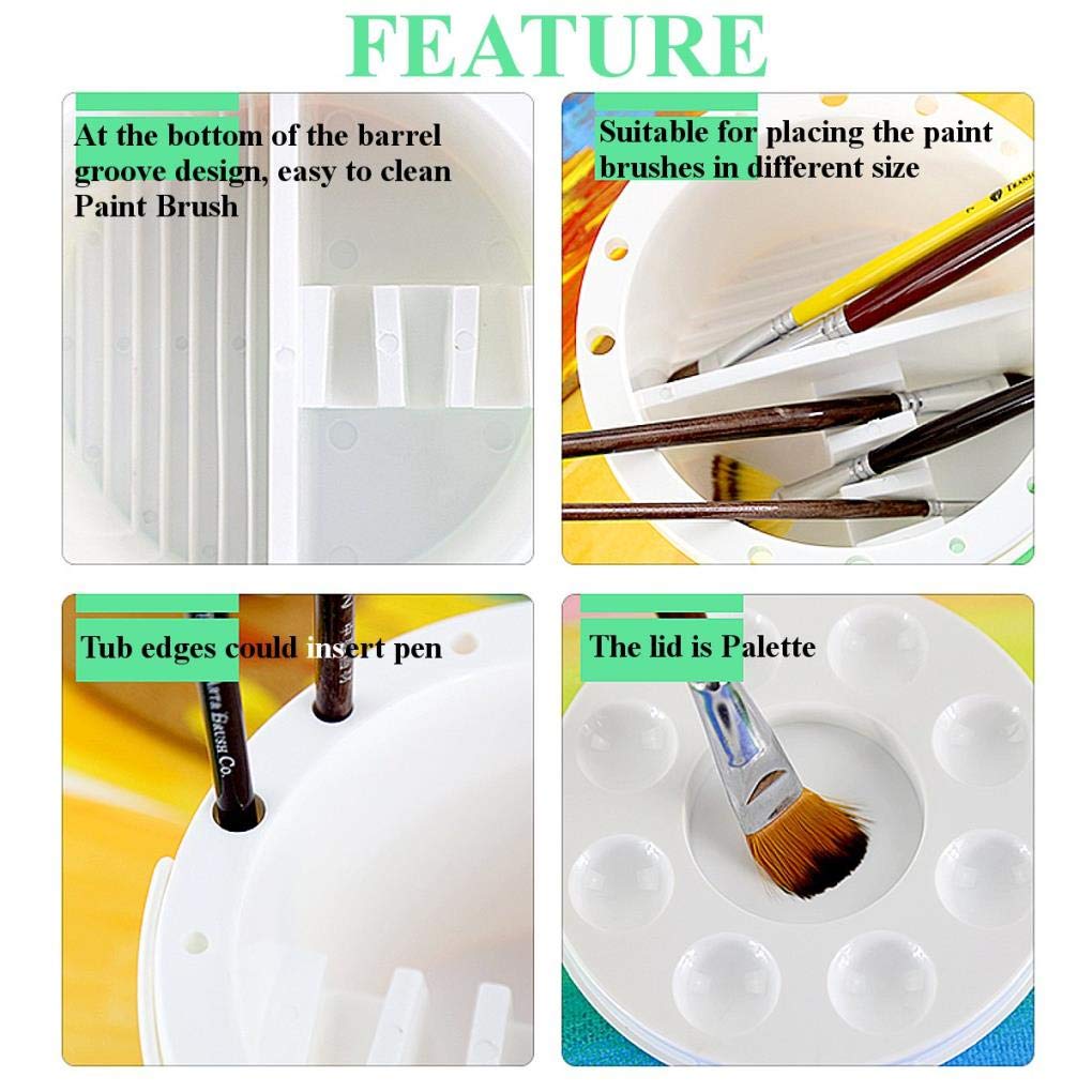 Professional Paint Brush Cleaner & Palette Paint Bucket - Watercolor, Oil & Face Paint Art Tub Holder Container for Artists - Perfect for Studio, Classroom & DIY Painting Projects