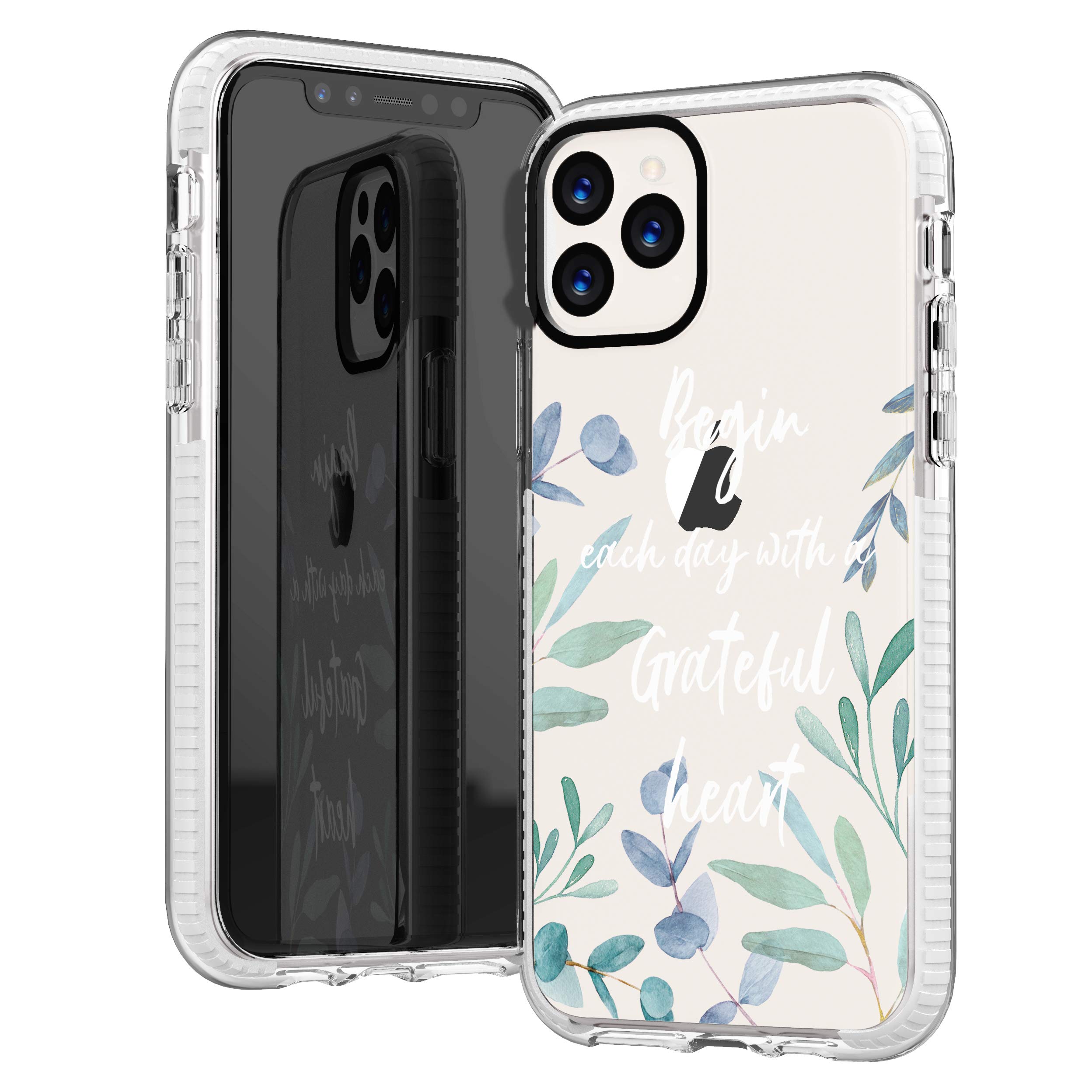 iPhone 11 Pro Max Case - Cute Floral Design with Bible Verses & Green Leaves, Christian Inspirational Clear Protective Cover for Women | Perfect for Spring, Daily Use & Gift Giving
