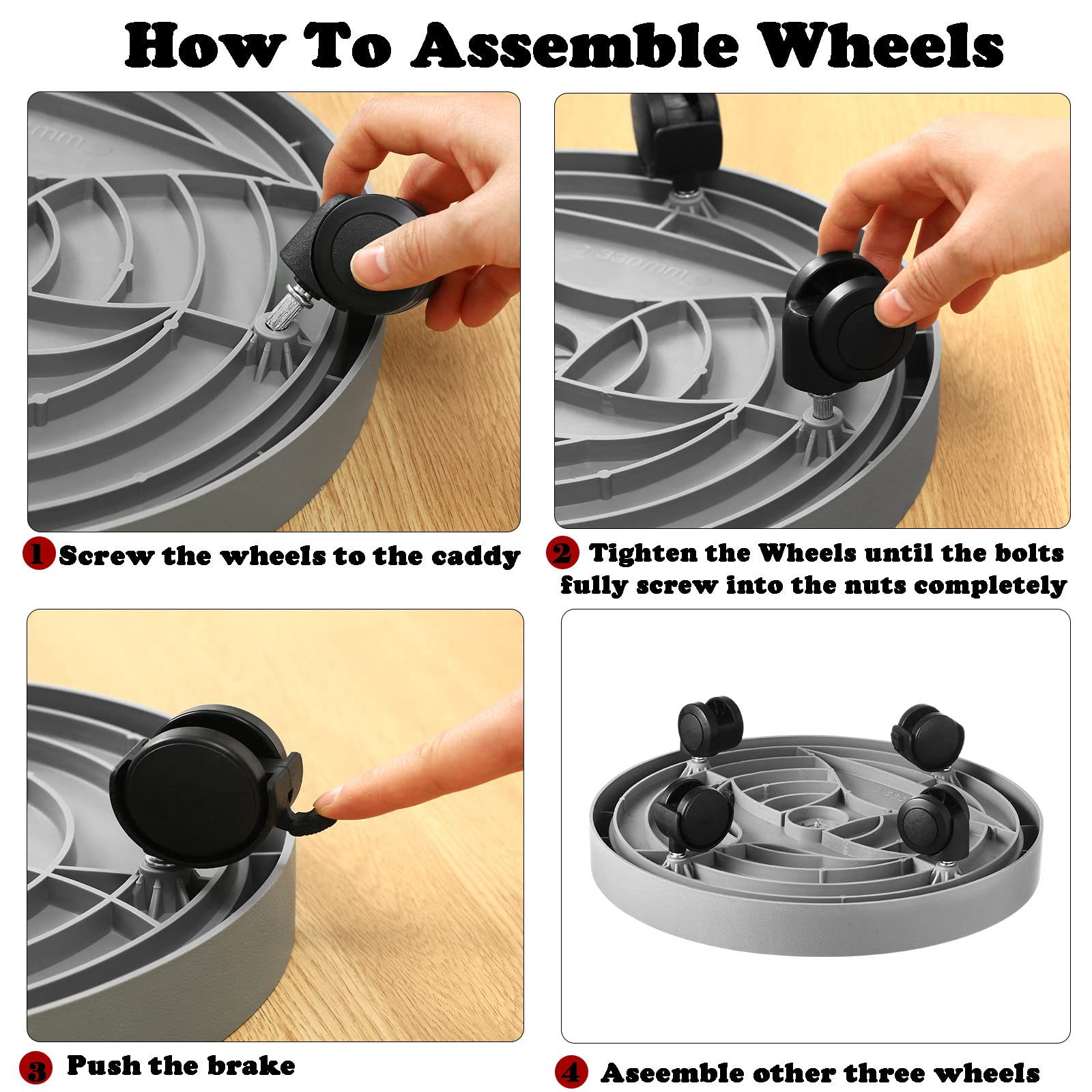 3 Pack Heavy Duty Plant Caddy with Wheels - 13 Inch Rolling Plant Stand with Casters for Large Potted Plants | Indoor & Outdoor Use | Perfect for Moving Plants on Patios, Decks and Garden Areas (Grey)