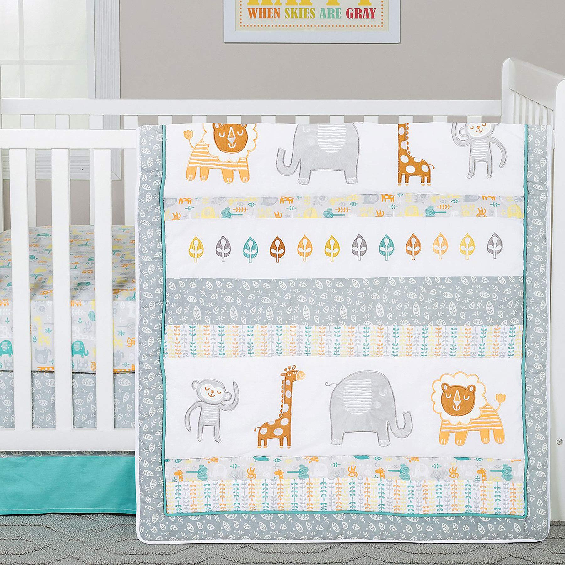 Lullaby Jungle 6-Piece Crib Bedding Set - Soft Baby Crib Sheets, Bumper & Skirt - Nursery Bedding for Boys & Girls - Perfect for Jungle Theme Baby Rooms & Nursery Decor