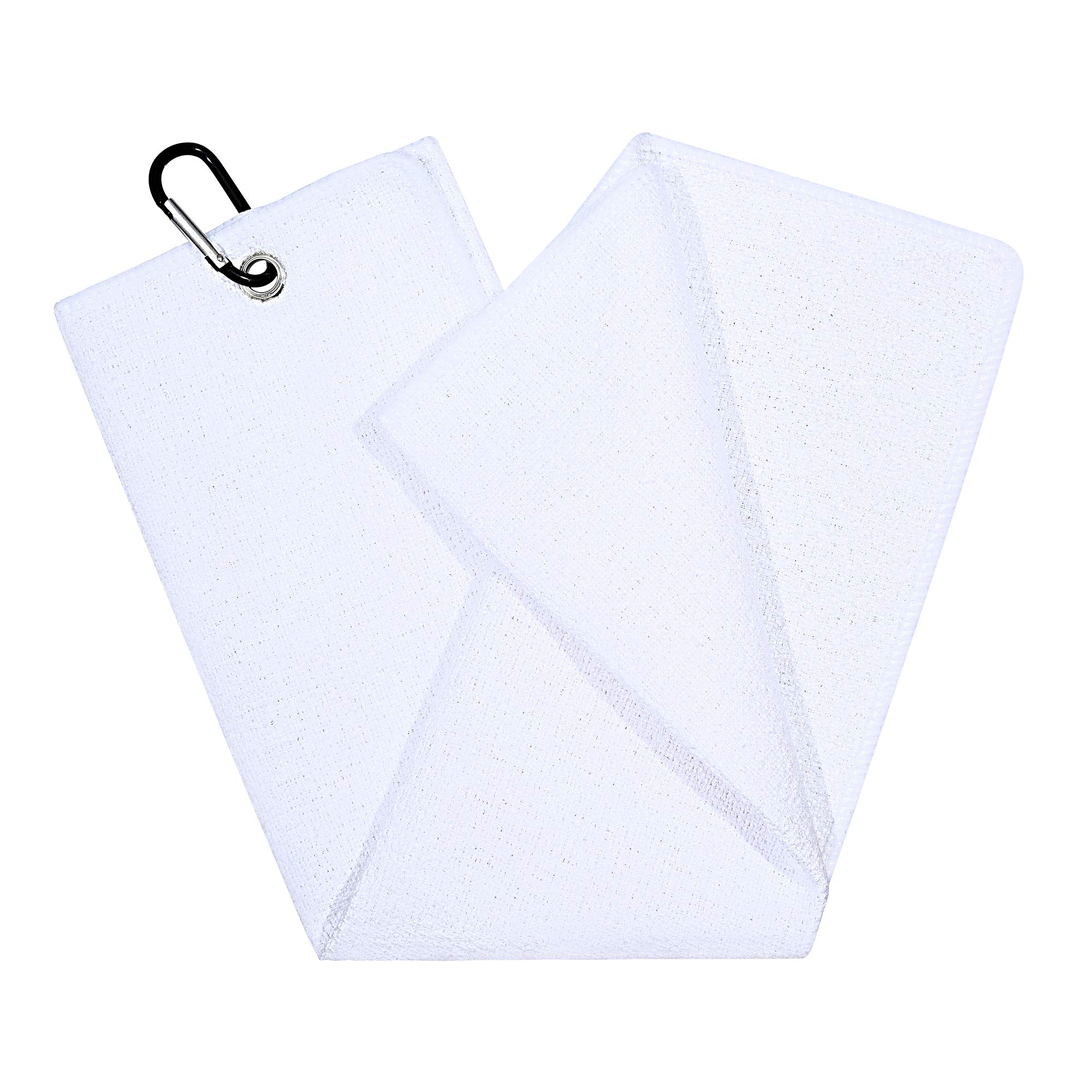 Tri-fold Golf Towel with Dirt Scrub & Soft Side - Club & Ball Cleaning - for Golfers