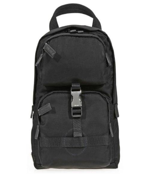 Prada Black Fabric Backpack for Women & Men | Luxury Designer Backpack for Work, Travel & School | Premium Nylon Material with Leather Accents